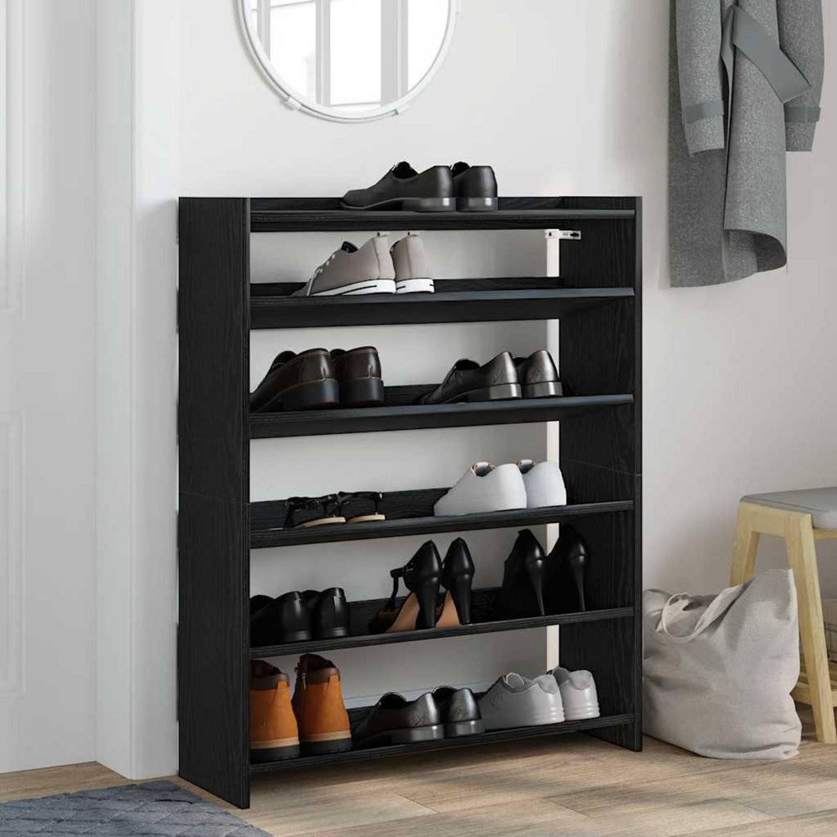 VIDAXL Etagere a chaussures noir 80x25x100 cm bois d'ingenierie