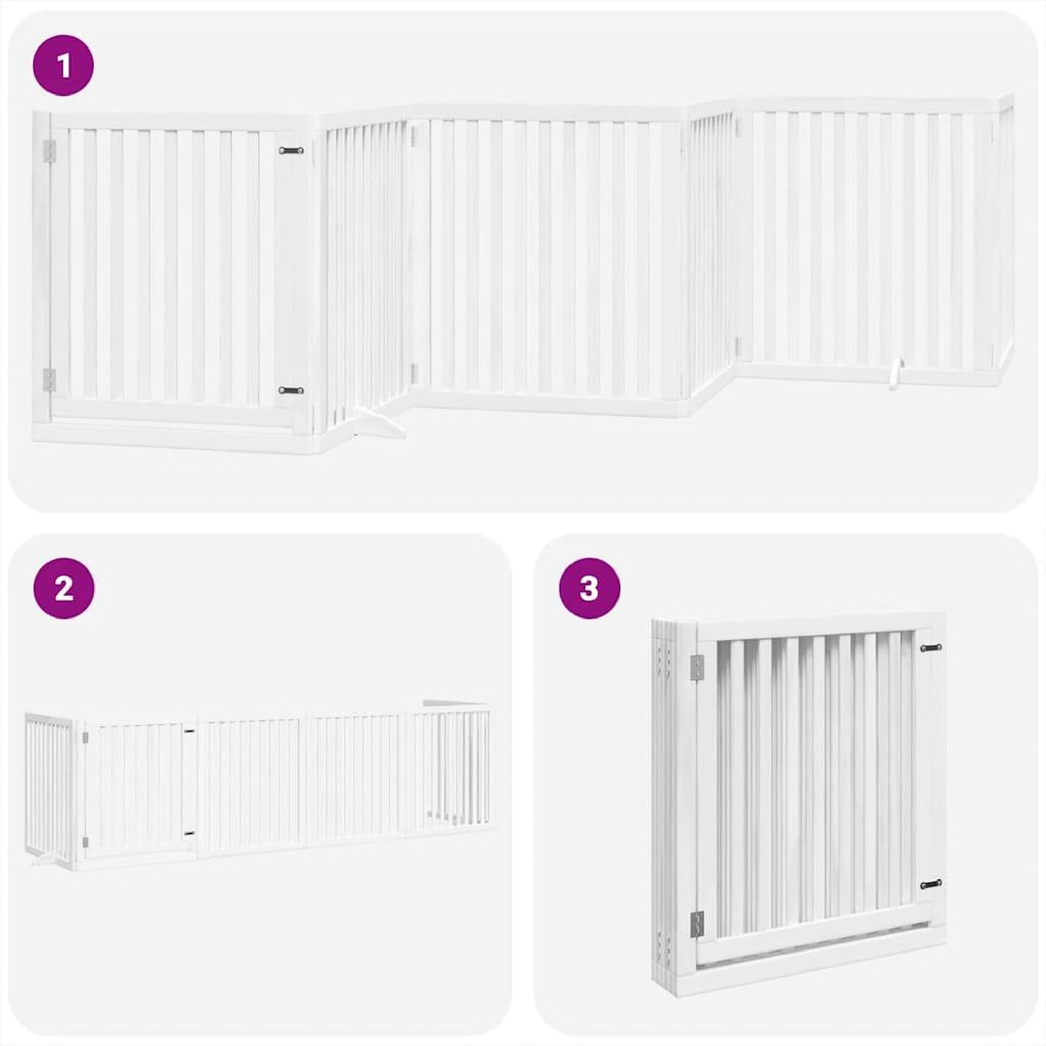 Voir la diapositive 5 : VIDAXL Barriere pour chien porte pliable 6panneaux blanc bois peuplier