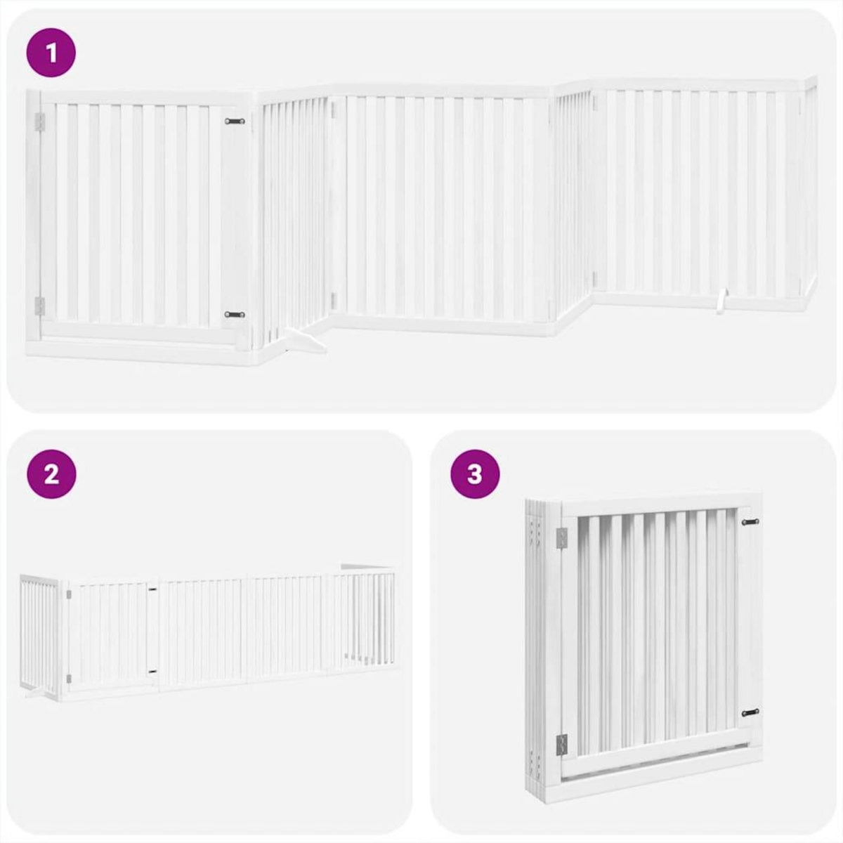 VIDAXL Barriere pour chien porte pliable 6panneaux blanc bois peuplier