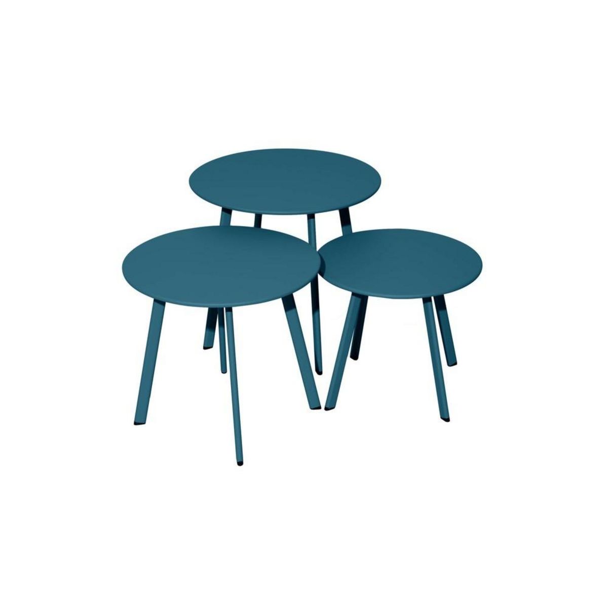 Proloisirs Table basse de jardin Massaï ø 40 cm en acier époxy - bleu