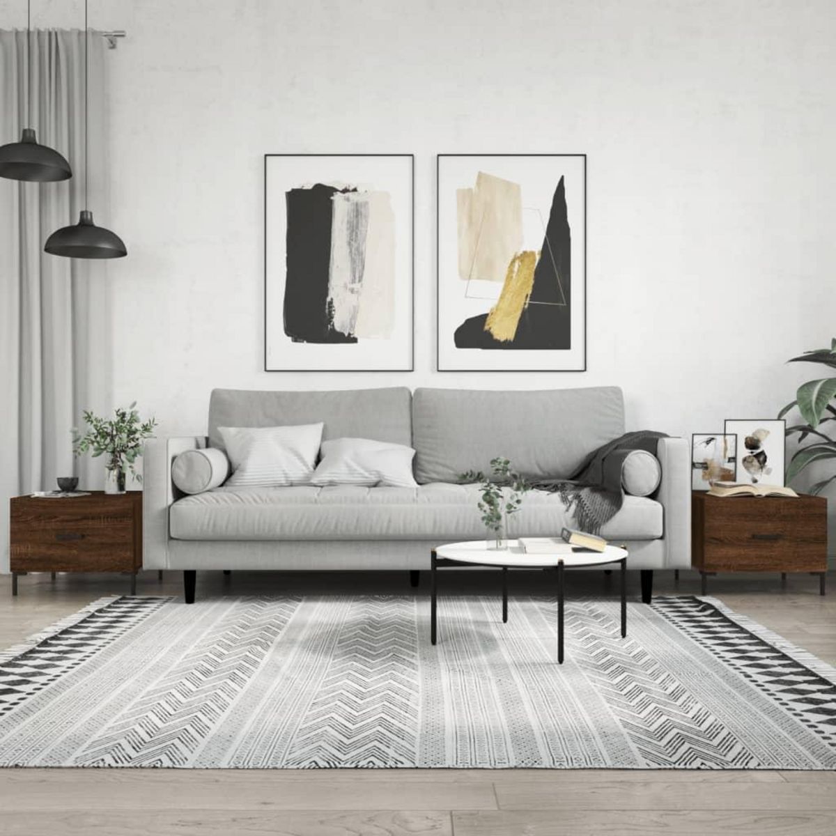 VIDAXL Tables basses 2 pcs chene marron 50x50x40 cm bois d'ingenierie