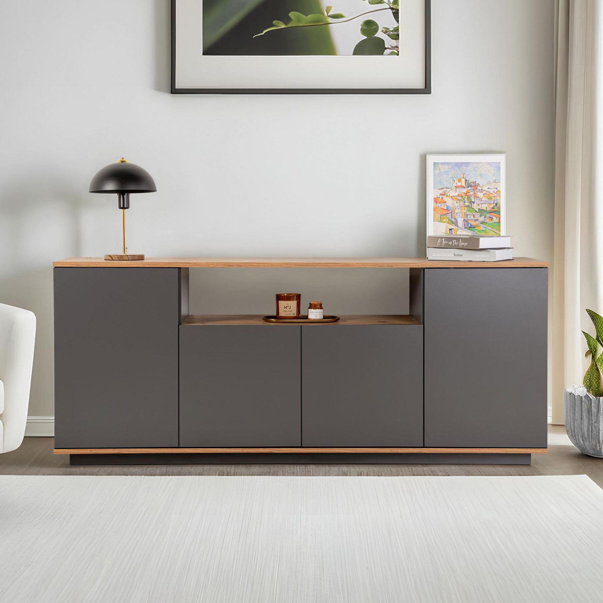 Voir la diapositive 3 : Habitat et Jardin Buffet en bois  arista  - 180 x 44 x 75 cm - gris anthracite