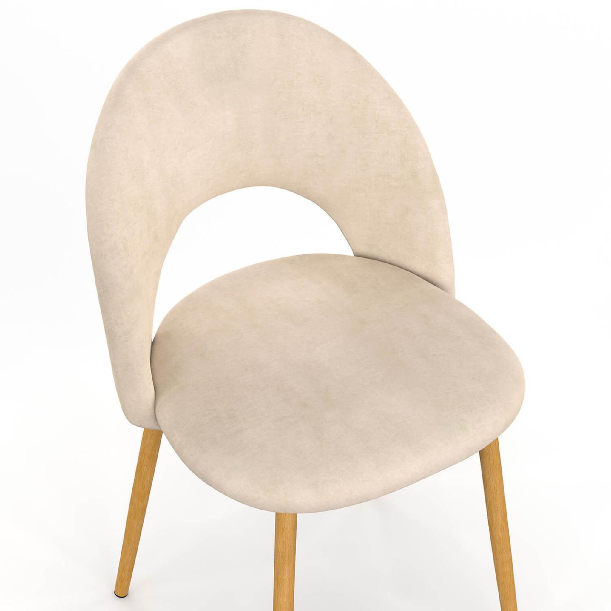 Voir la diapositive 6 : ID MARKET Lot de 4 chaises mado en velours beige pour salle à manger