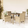 Voir la diapositive 1 : VIDAXL Ensemble a manger de jardin et coussins 5 pcs beige rotin verre