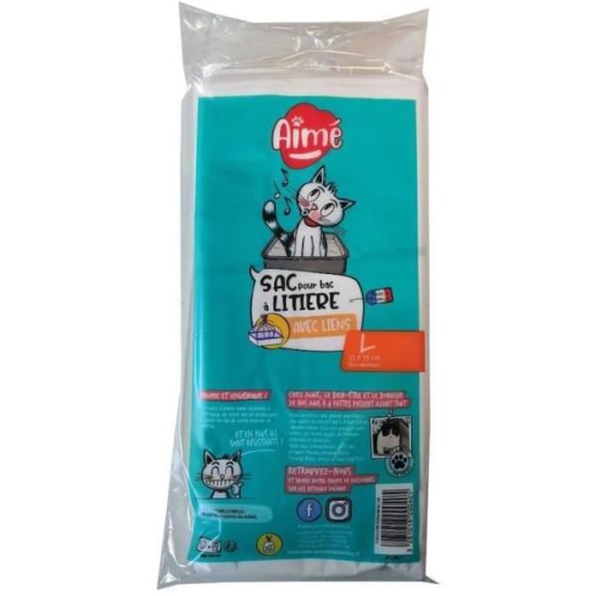 MARKET24 Sacs litiere - aimé - x12 format universel 55x39 cm, pour bac a litiere avec poignées refermables