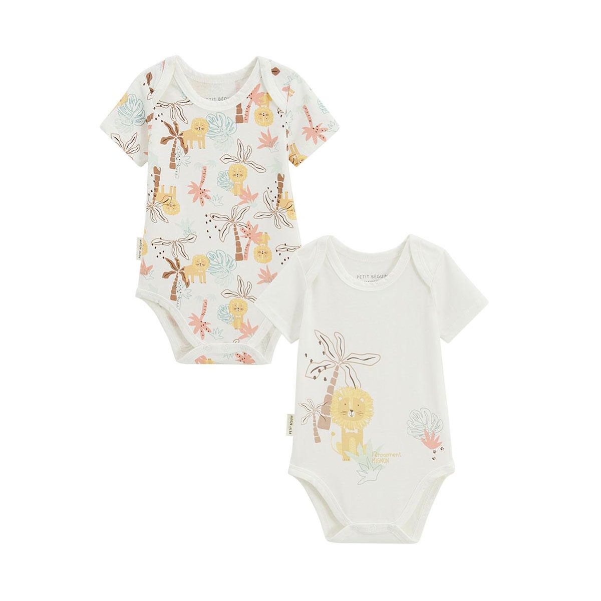 Petit Béguin Lot de 2 bodies bébé manches courtes Auguste