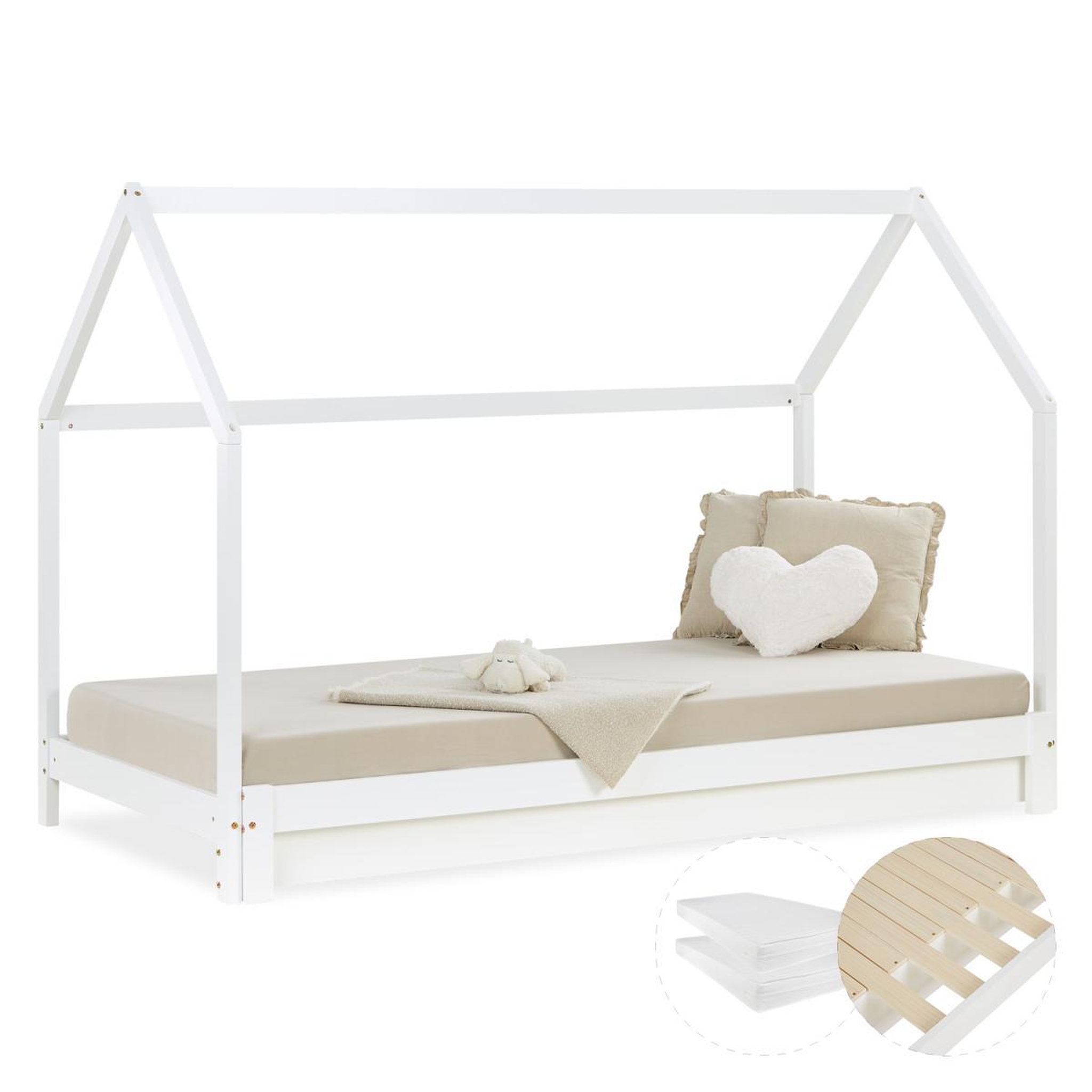 HomeStyle4U Lit Enfant 90x200 cm cabane - matelas sommier