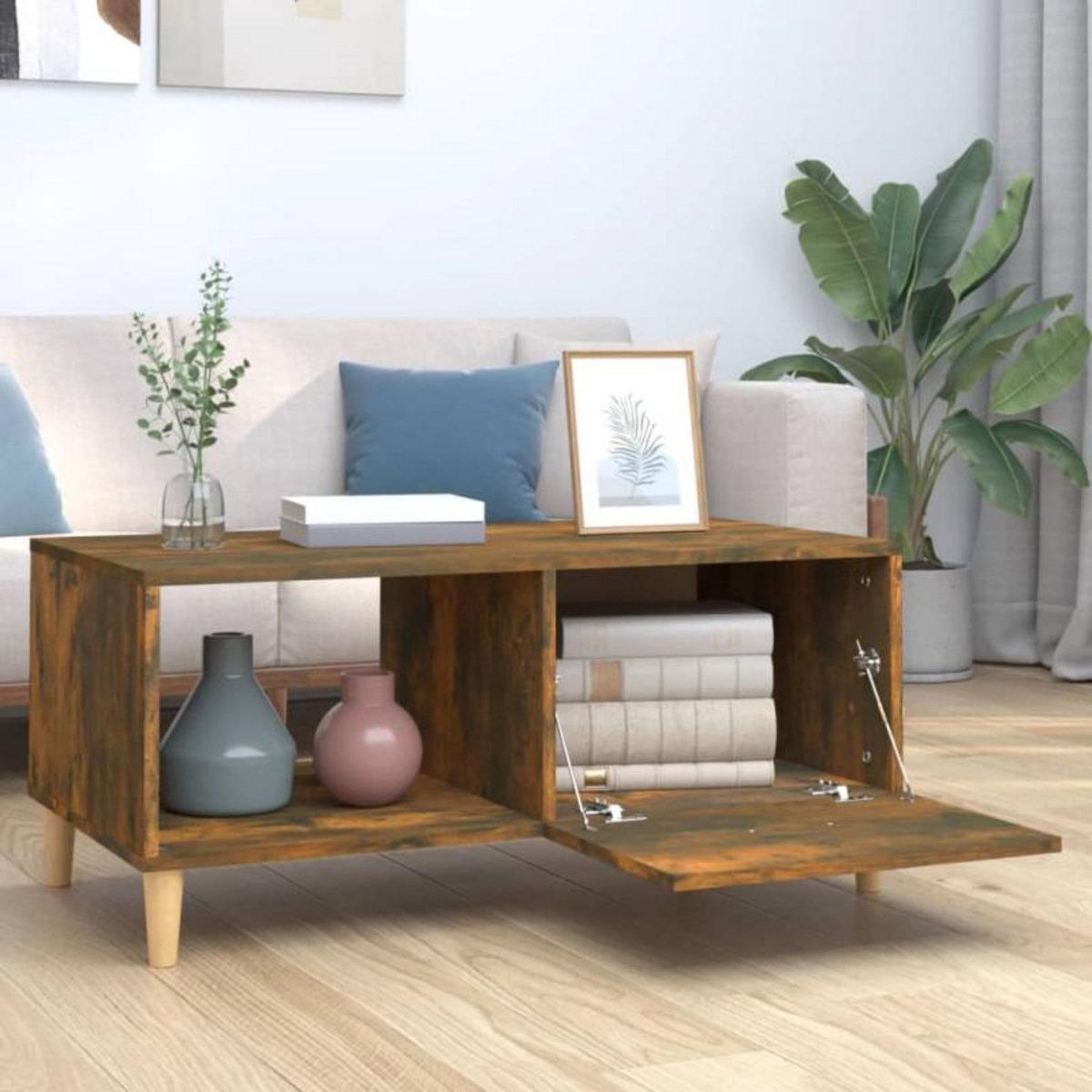 VIDAXL Table basse chêne fumé 89,5x50x40 cm bois d ingénierie