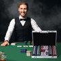 Voir la diapositive 2 : HOMCOM Mallette pro poker coffret complet 30L x 21l x 6,5H cm 200 jetons 2 jeux de cartes + 2 clés aluminium