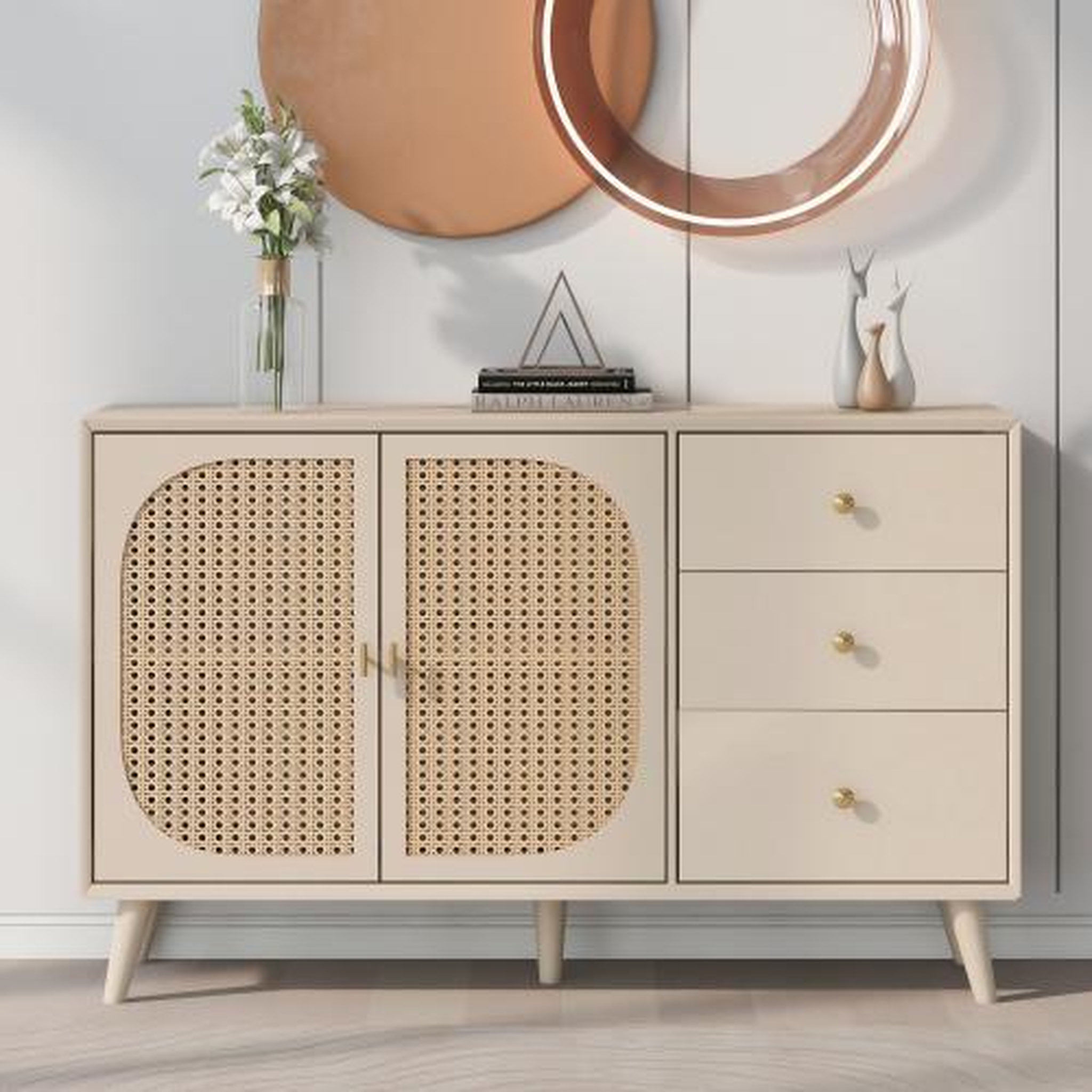 Voir la diapositive 2 : MERAX Buffet 2 porte(s) 3 tiroir(s) - 120 cm beige panneau de particules