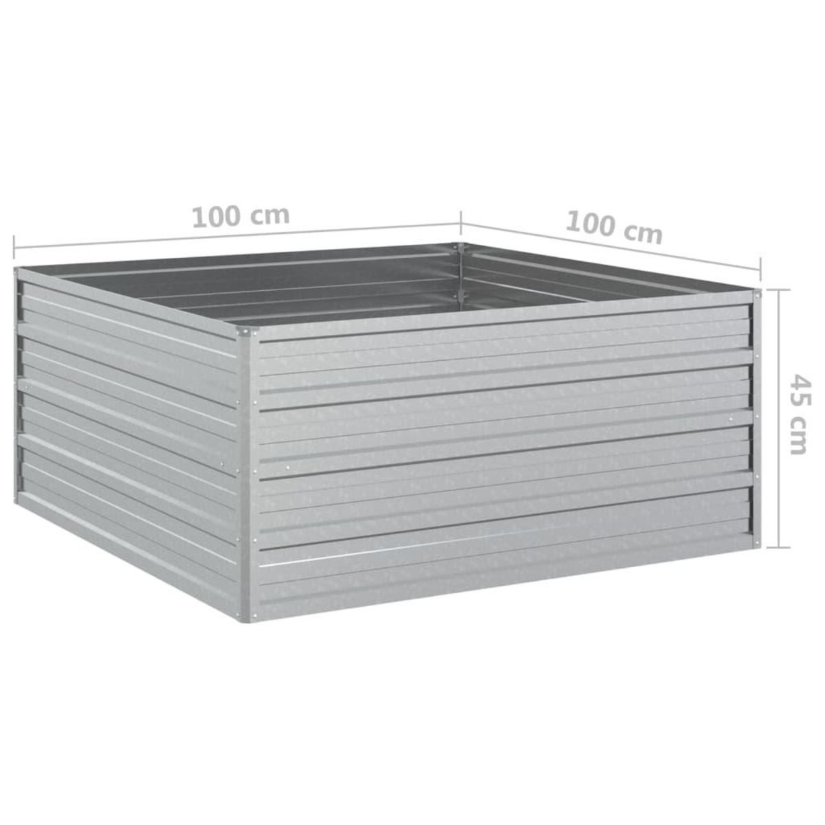 VIDAXL Lit sureleve de jardin 100x100x45 cm Acier galvanise Argente