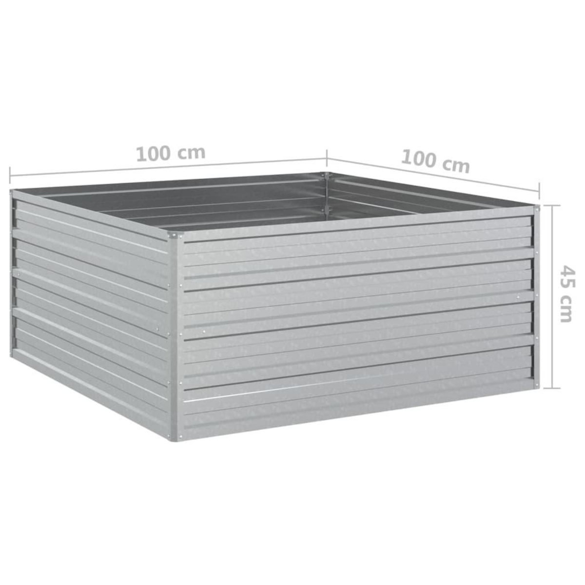 VIDAXL Lit sureleve de jardin 100x100x45 cm Acier galvanise Argente