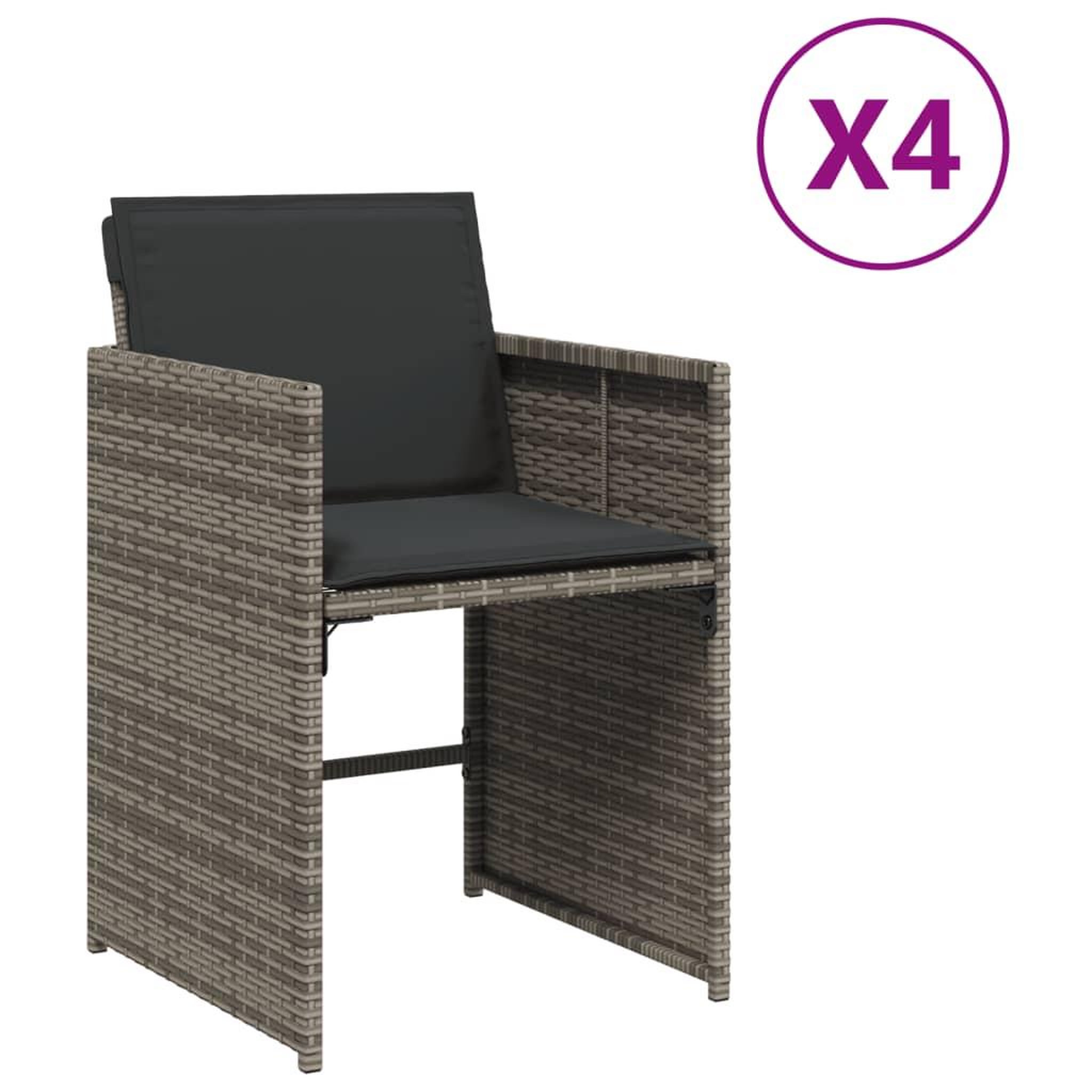 Voir la diapositive 2 : VIDAXL Chaises de jardin avec coussins lot de 4 gris resine tressee