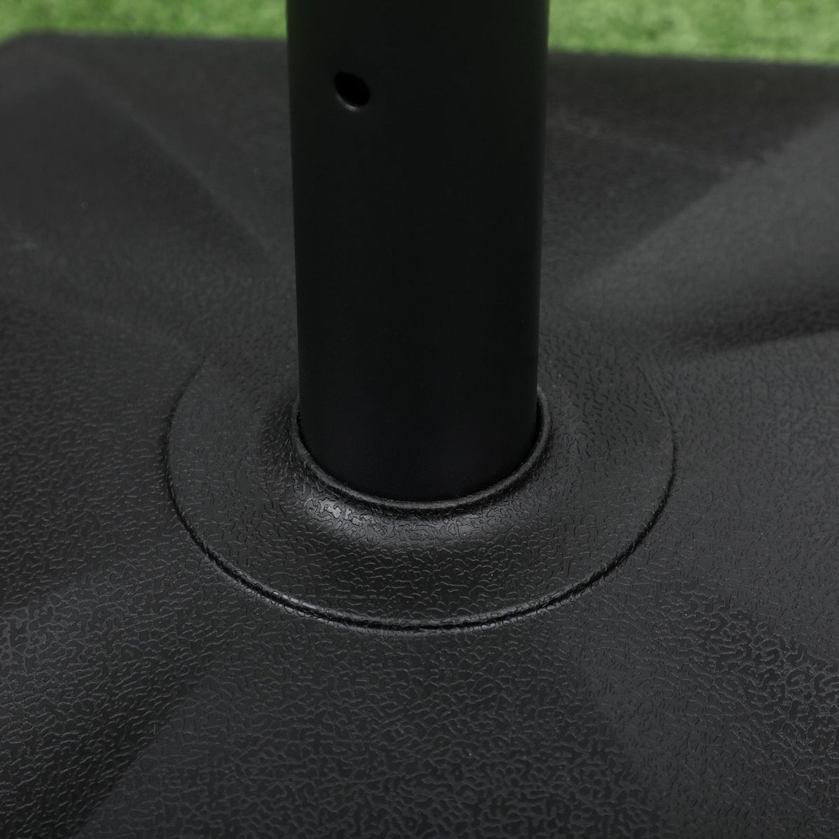 OUTSUNNY Pied de parasol base de parasol support parasol en polyéthylène pour mât Ø 32, 34 et 38 mm - 46 x 46 x 39 cm noir