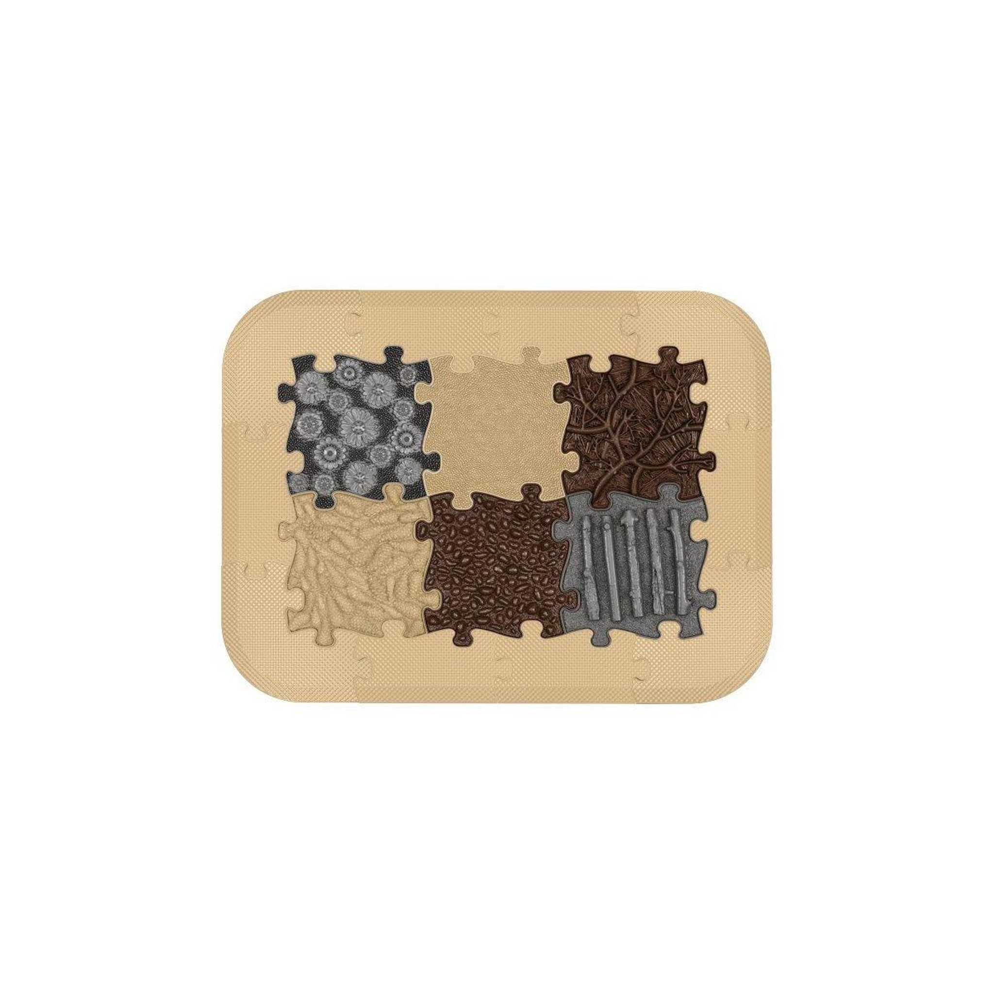 MUFFIK Tapis sensoriel  ensemble senior - 16 pièces, beige, graphite, marron