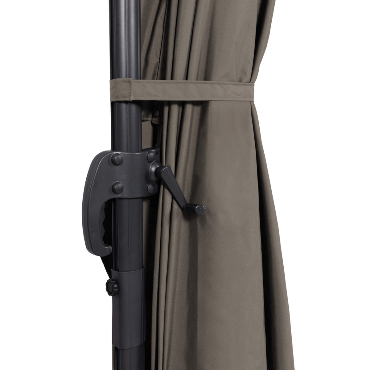 ID MARKET Parasol déporté inclinable rotatif 360 CALVI taupe 3x4 M avec housse