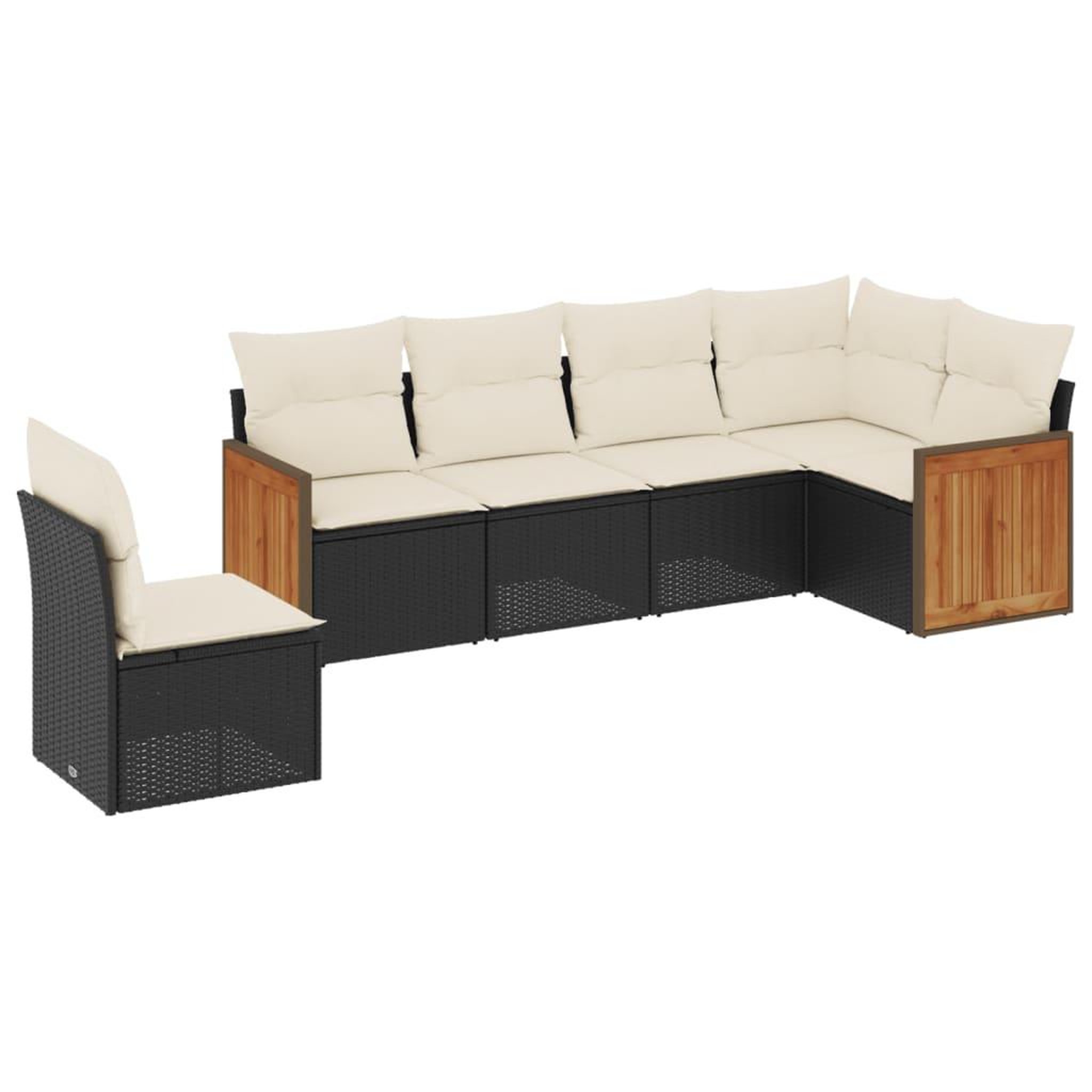 Voir la diapositive 2 : VIDAXL Salon de jardin 6 pcs avec coussins noir resine tressee
