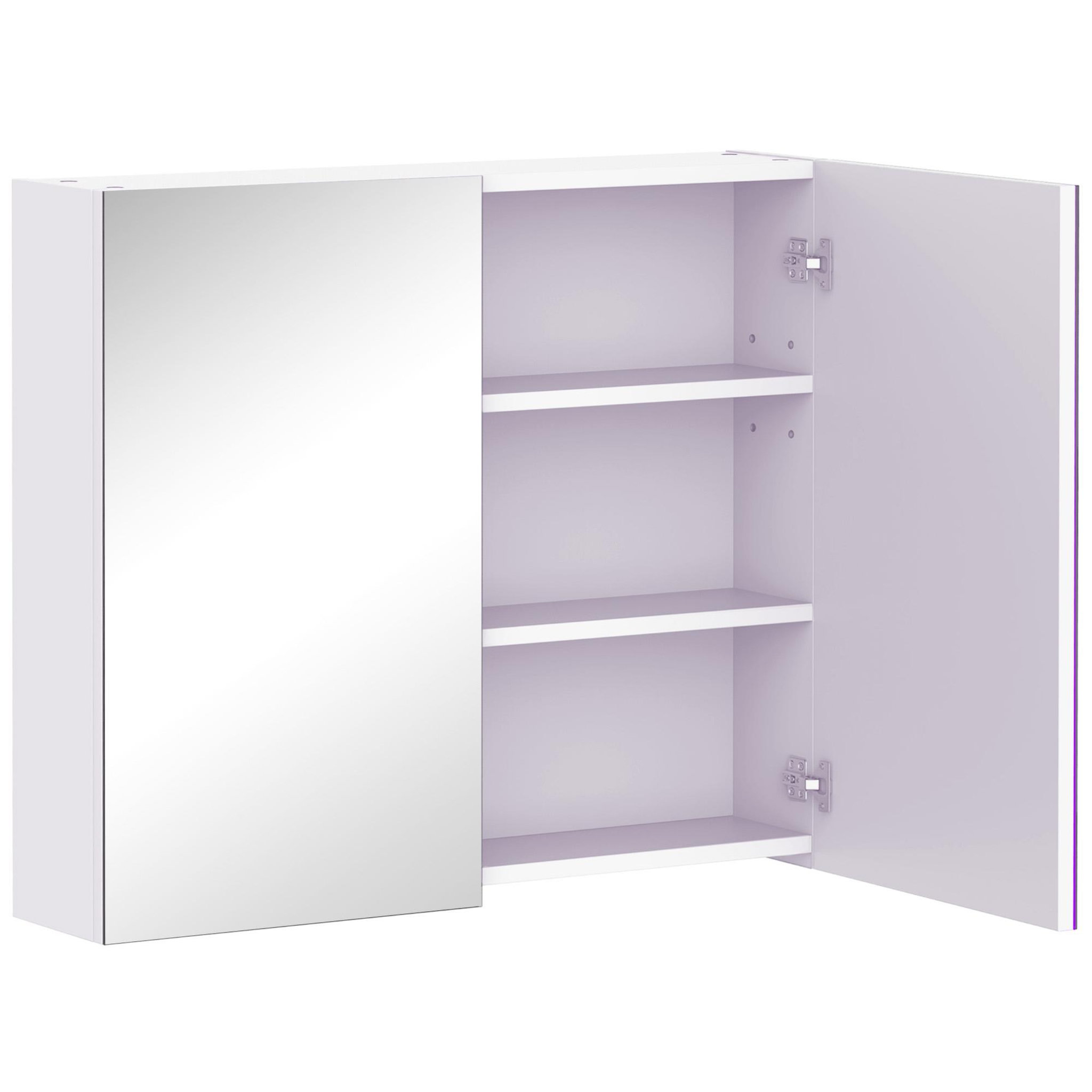 HOMCOM Armoire miroir murale de salle de bain 3 étagères réglables dim. 70l x 60h cm blanc