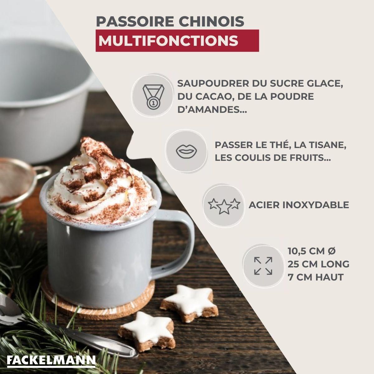 Fackelmann Passoire Chinois 10,5 cm de diamètre en inox Fackelmann