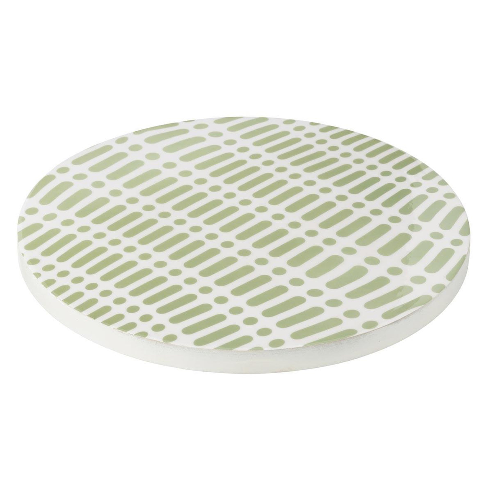 J-LINE Plateau Tournant en Bois  Tod  45cm Vert & Blanc