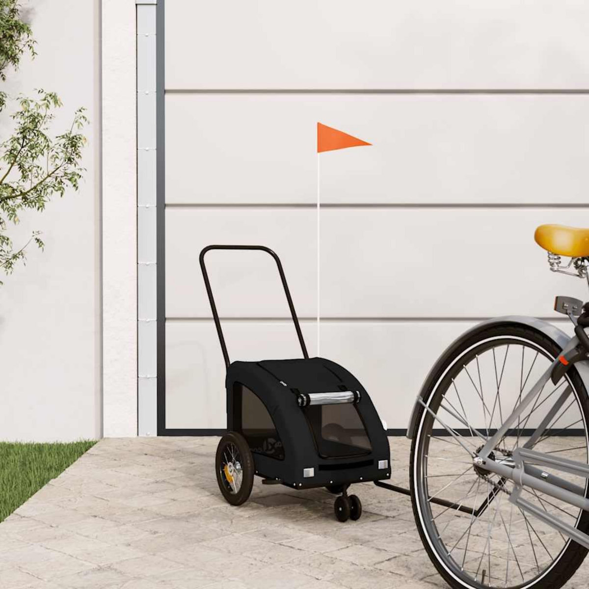 VIDAXL Remorque de velo pour animaux de compagnie noir