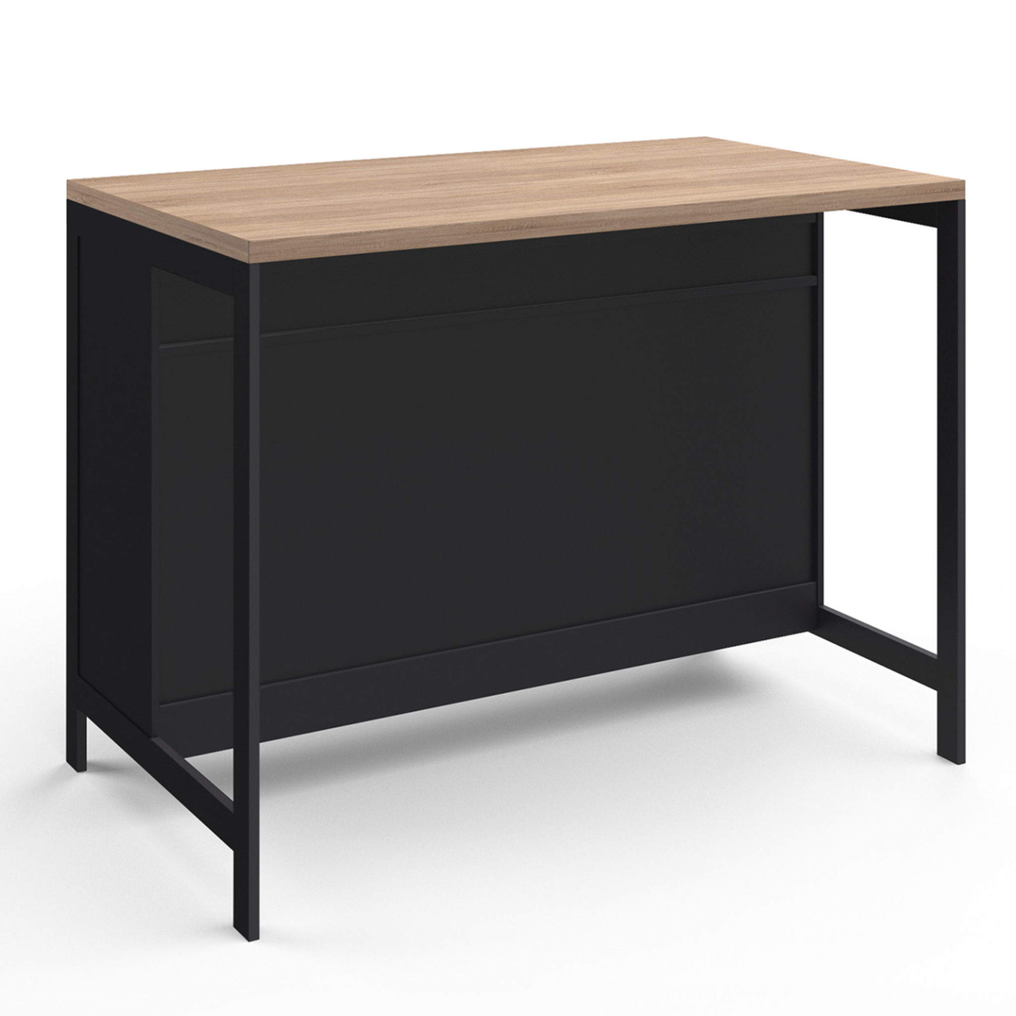 Voir la diapositive 4 : ID MARKET Ilot central 120 cm campagne isis plateau bois façon hêtre et noir