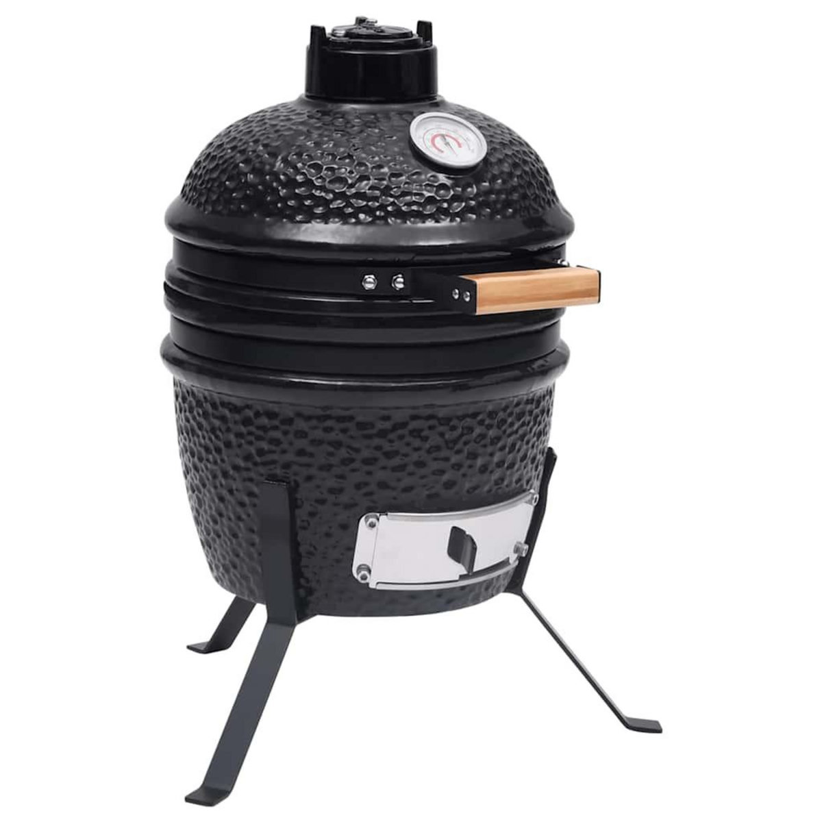 VIDAXL Barbecue a fumoir Kamado 2-en-1 Ceramique 56 cm Noir