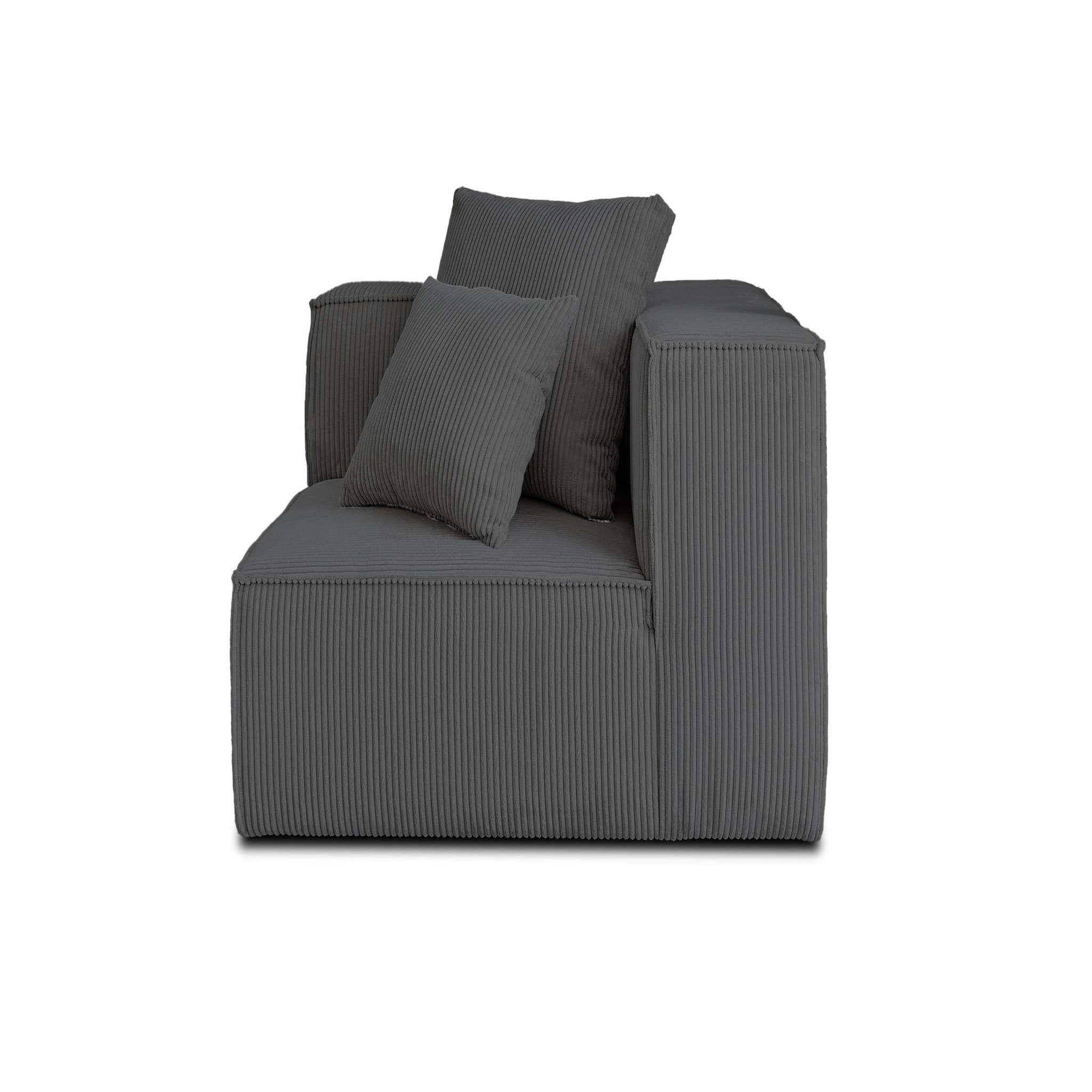 Voir la diapositive 5 : LISA DESIGN Colombine - module d'assise d'angle réversible - en velours côtelé