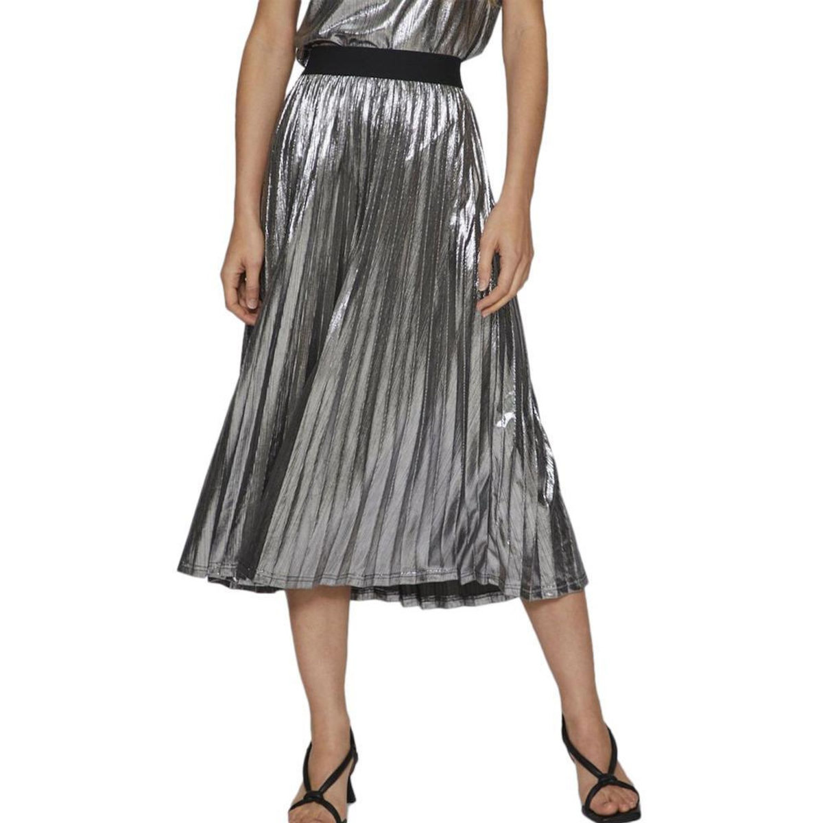 Vila Jupe Grise Métalisée Femme Vila Vilinea
