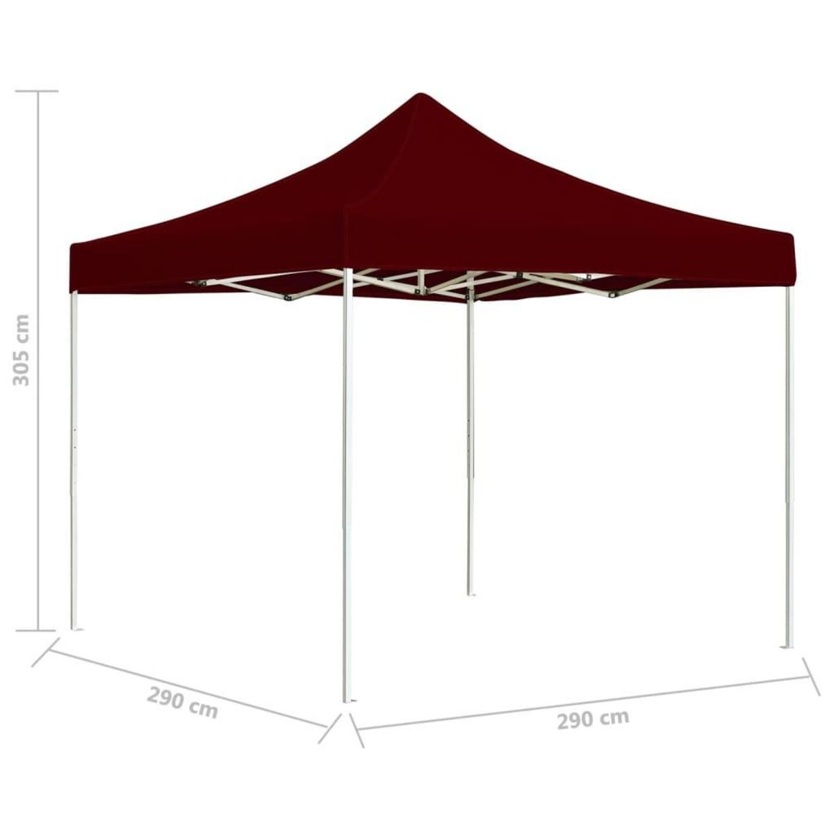 VIDAXL Tente de reception pliable Aluminium 3 x 3 m Bordeaux