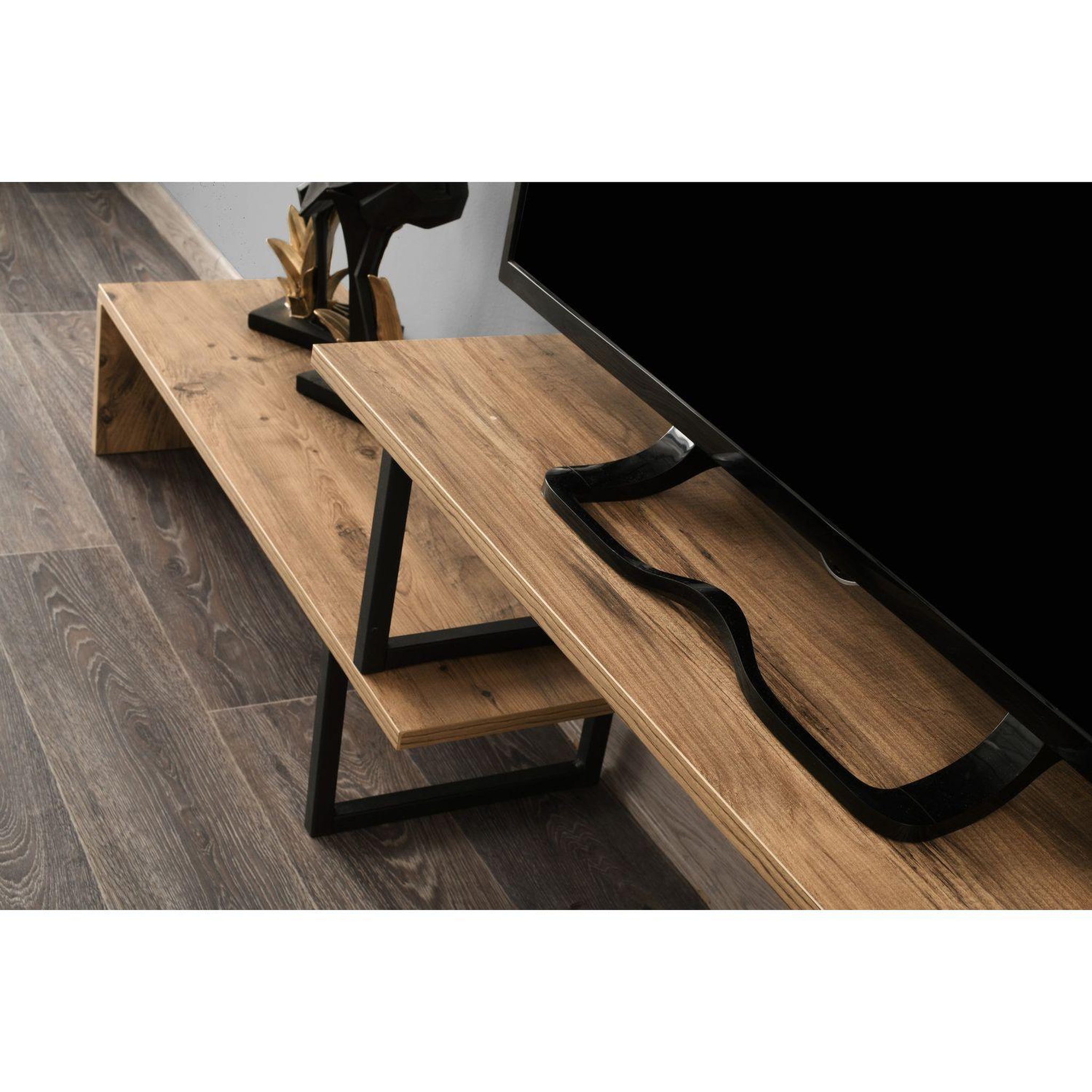 Voir la diapositive 2 : TOILINUX Meuble tv design industriel ovit - l. 120 x h. 45 cm - marron