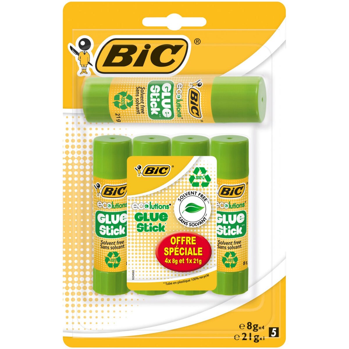 BIC Lot de 4 bâtons de colle Glue Stick 8g + 1 bâton Glue Stick de