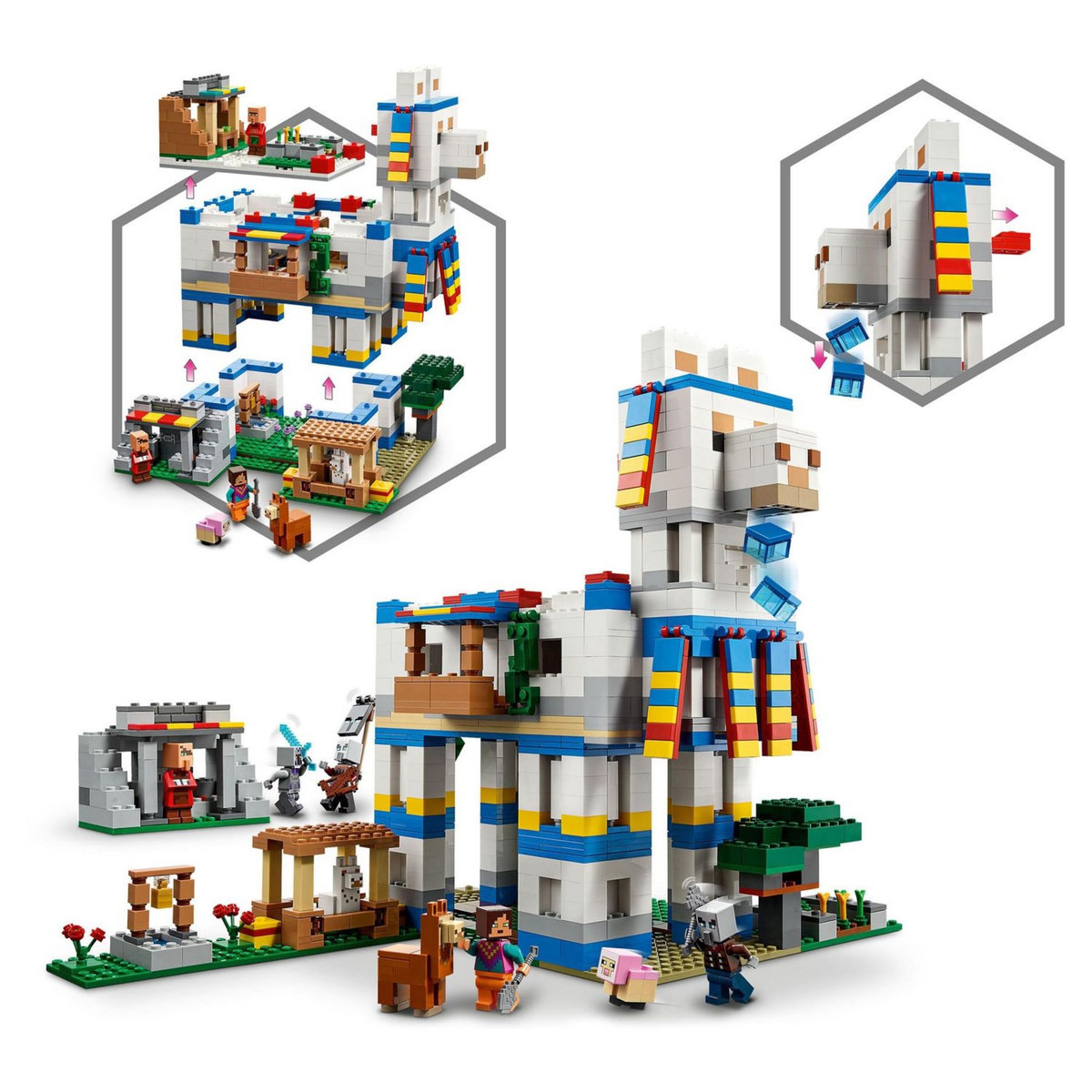 LEGO LEGO Minecraft 21188 Le Village Lama, Jouet de Maison et Figurines avec Animaux