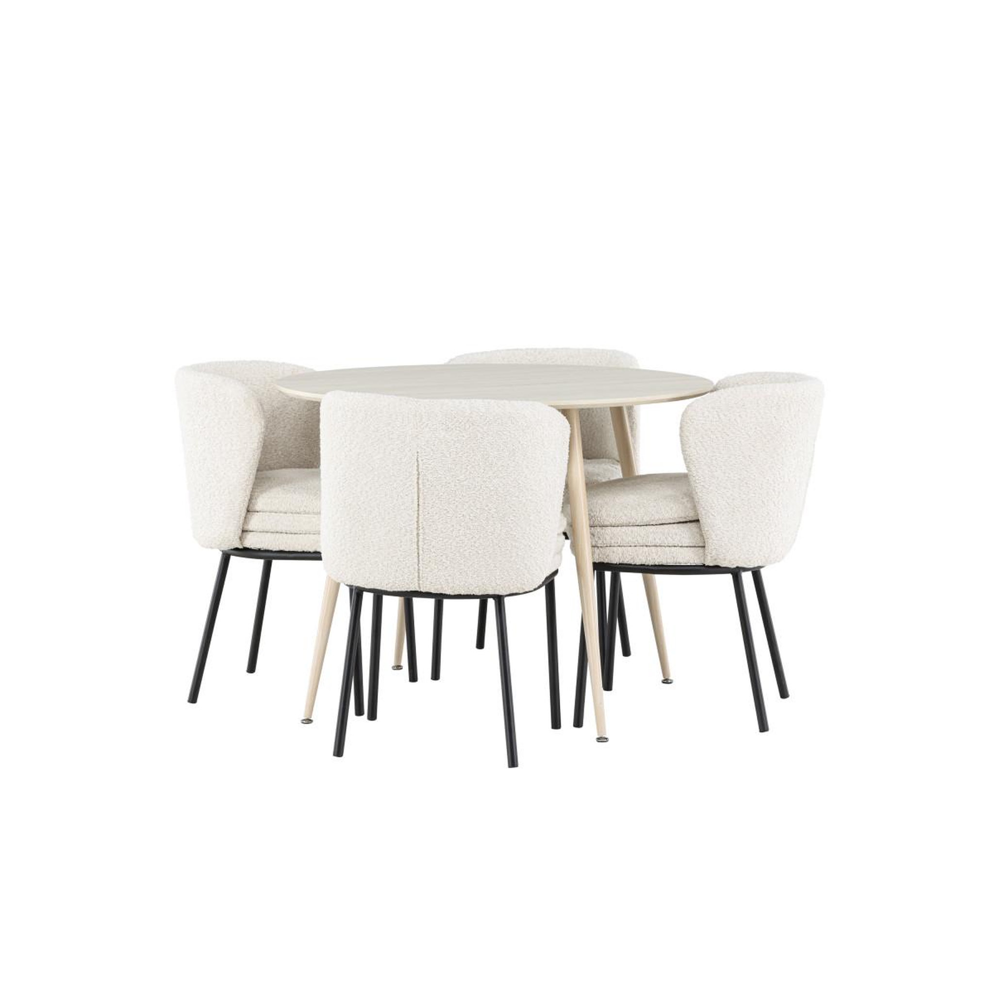 Voir la diapositive 3 : Paris Prix Ensemble table à manger & 4 chaises  plaza & agnes  100cm naturel & blanc