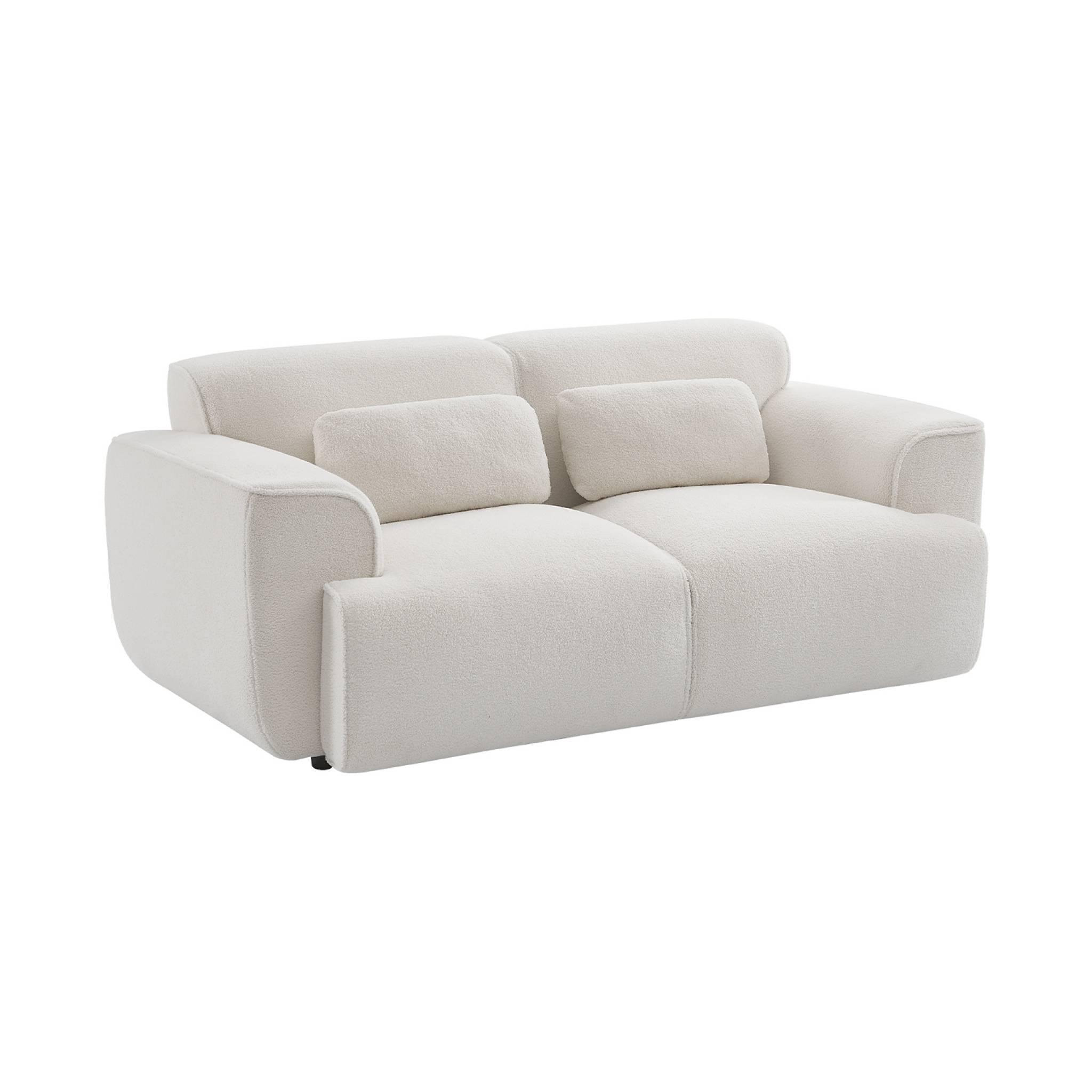 Voir la diapositive 1 : SWEEEK Canapé 2 places. tissu bouclette. 2 coussins déhoussables. Wallas  L 178 x P 97.5 x H 73cm