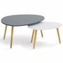 Voir la diapositive 3 : ID MARKET Lot de 2 tables basses gigognes GAIA laquées blanc gris scandinave