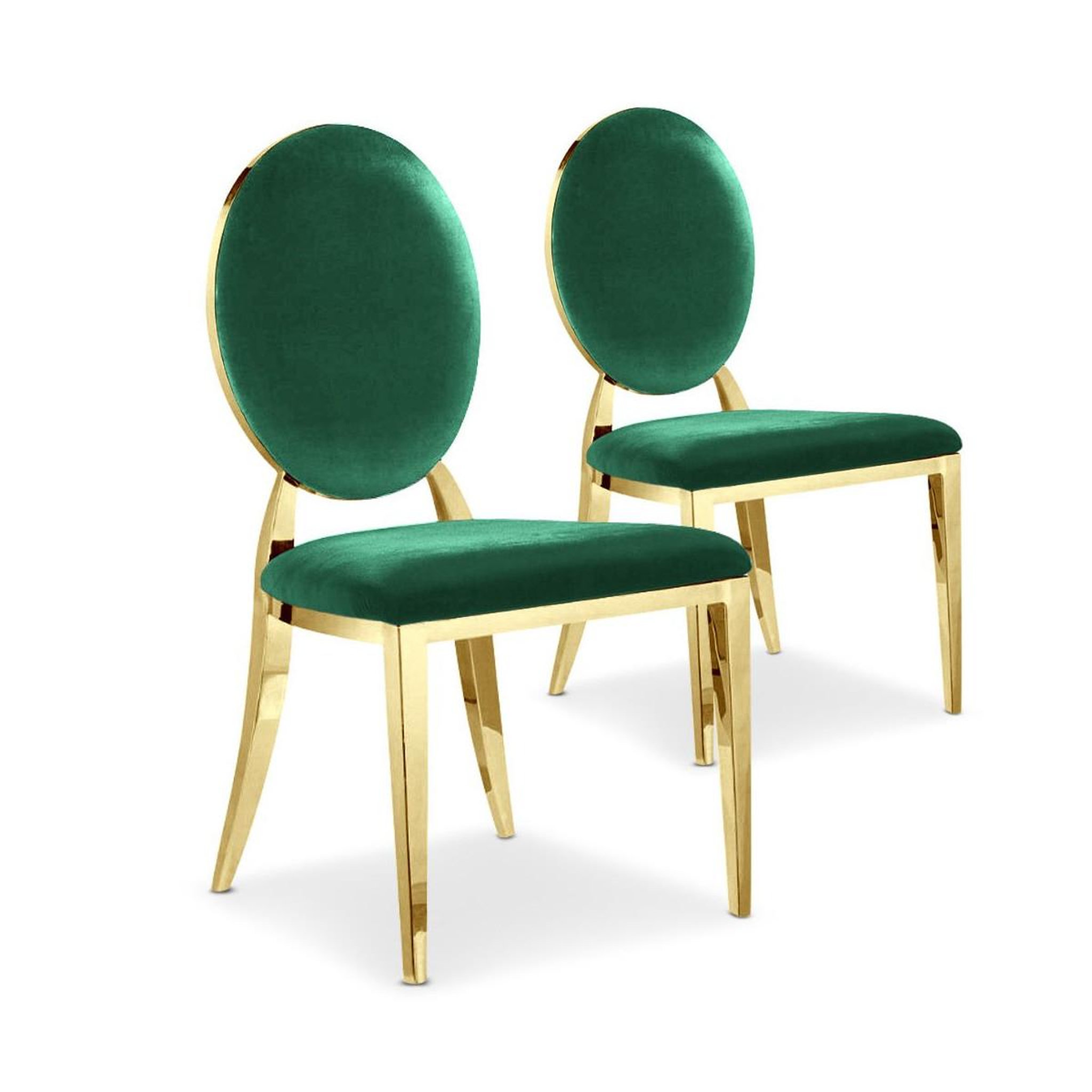 Paris Prix Lot de 2 Chaises Médaillon Velours  Tatianna  90cm Vert