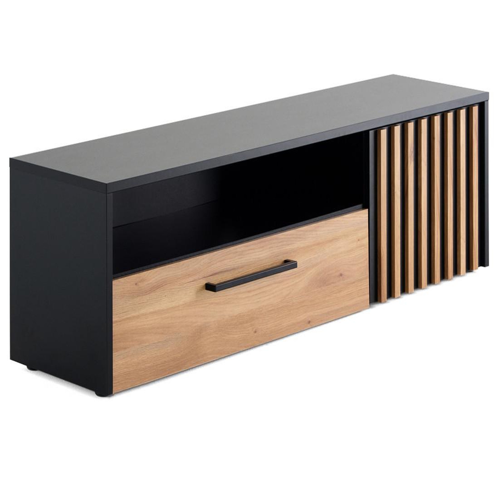 Voir la diapositive 2 : BEST MOBILIER Varna - meuble tv - bois et noir - 164 cm