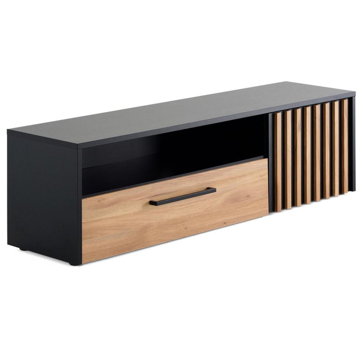 BEST MOBILIER Varna - meuble tv - bois et noir - 164 cm