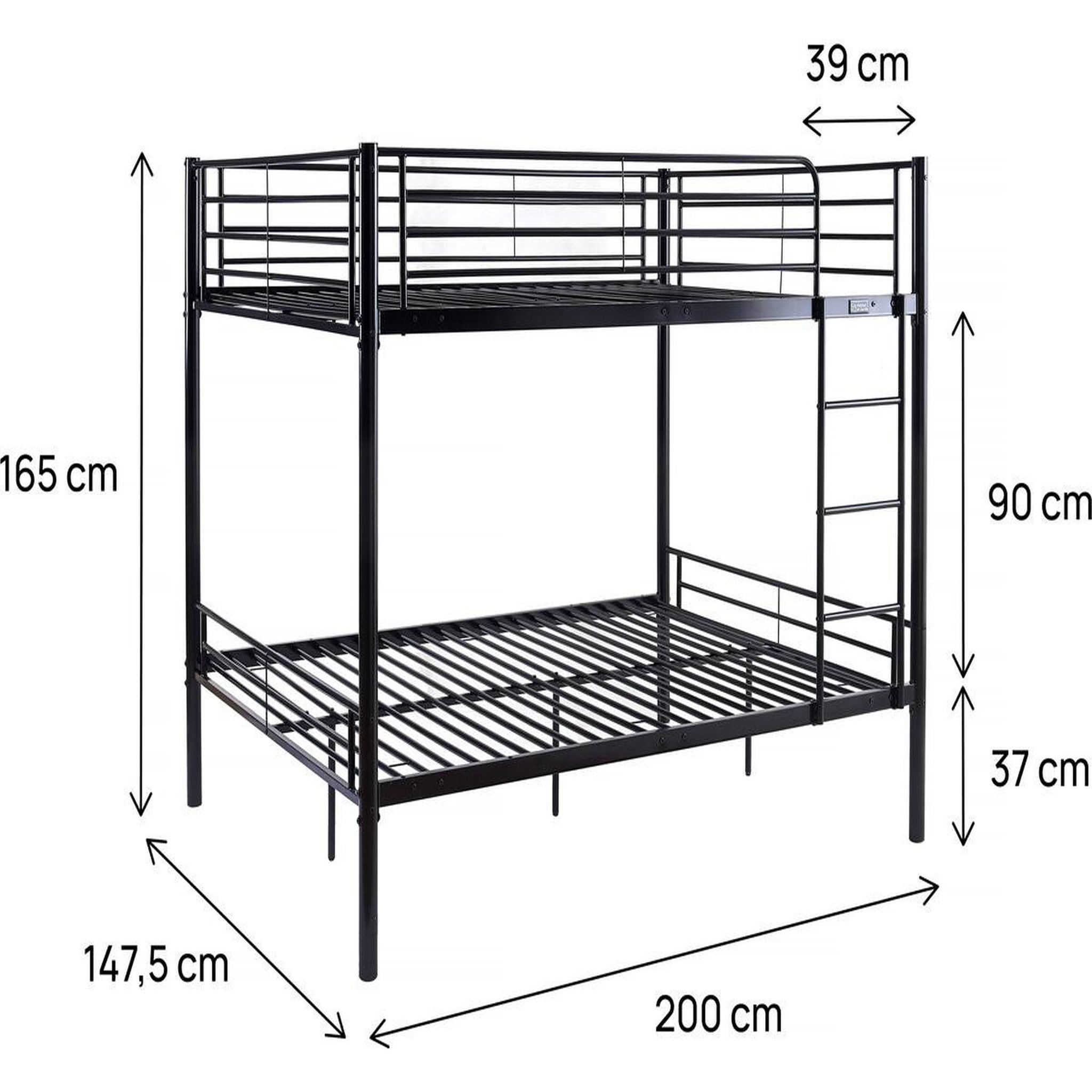Voir la diapositive 3 : Habitat et Jardin Lit superposé double  Adam  - Sommier inclus - 140 x 190 cm - Noir