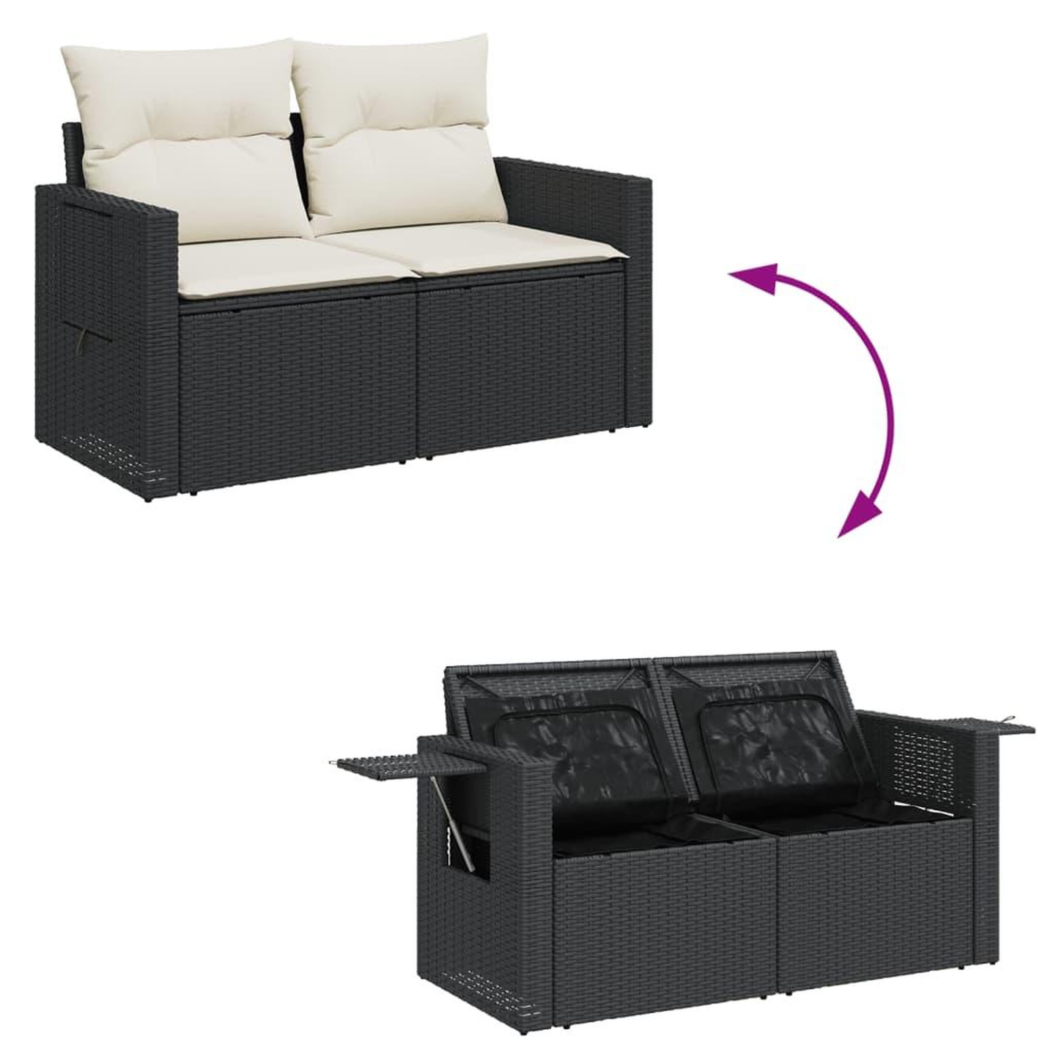 Voir la diapositive 5 : VIDAXL Salon de jardin 6 pcs avec coussins noir resine tressee