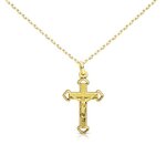 L'ATELIER D'AZUR Collier - Médaille Croix Or 18 Carats 750/000 - Christ sur la Croix - Chaine Dorée