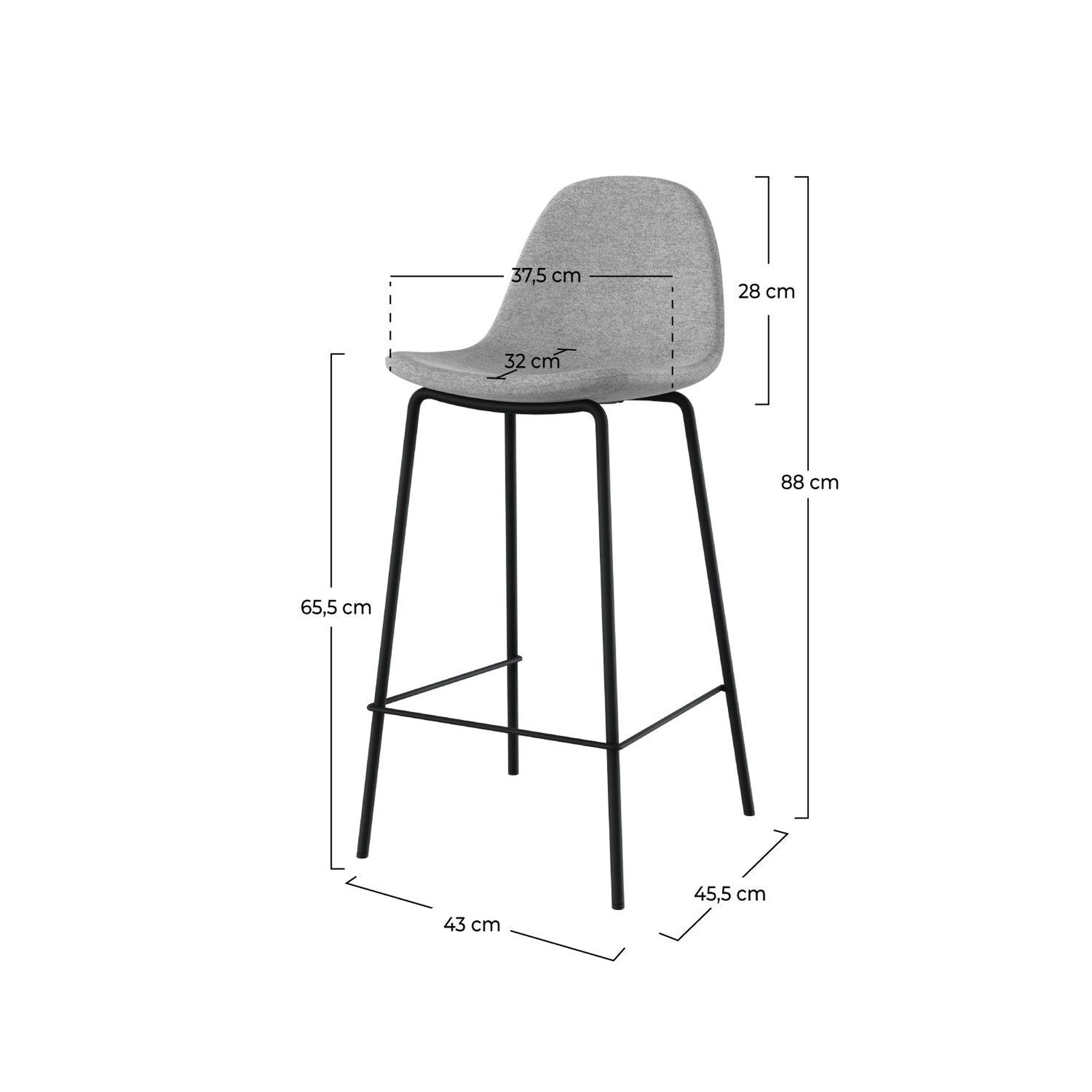 Voir la diapositive 4 : MAISON PAVANE Lot de 2 chaises pour îlot central en tissu gris clair 65,5 cm-henrik