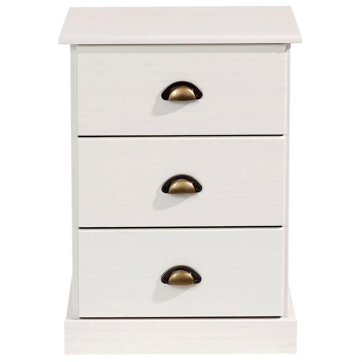 IDIMEX Table de chevet PARIS en pin massif, 3 tiroirs