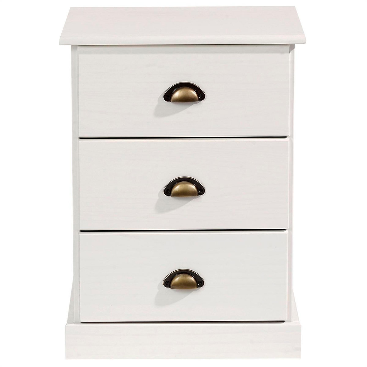 IDIMEX Table de chevet PARIS en pin massif, 3 tiroirs