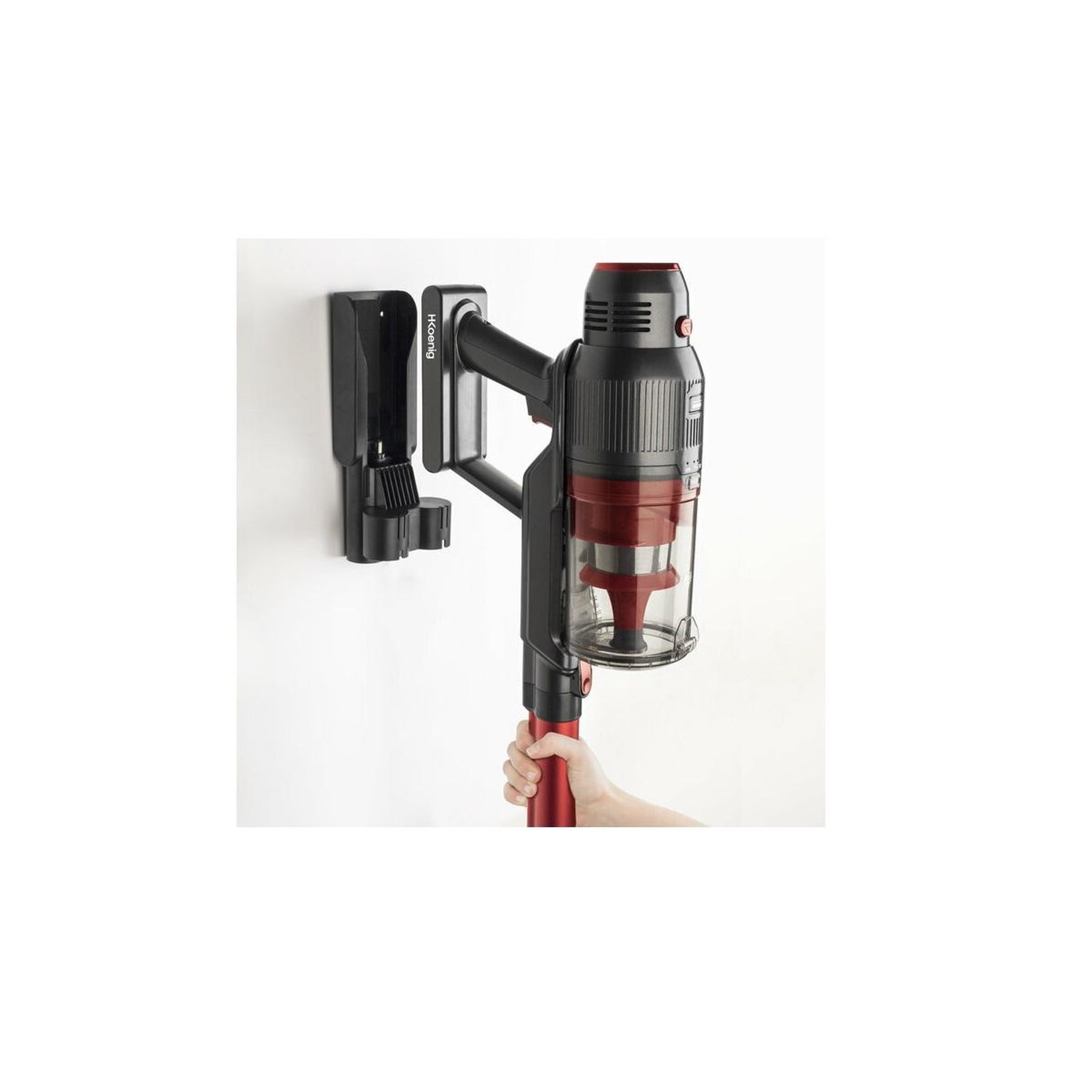 Voir la diapositive 4 : H.Koenig Aspirateur balai sans 2en1 rechargeable 25.9v rouge - UPX18
