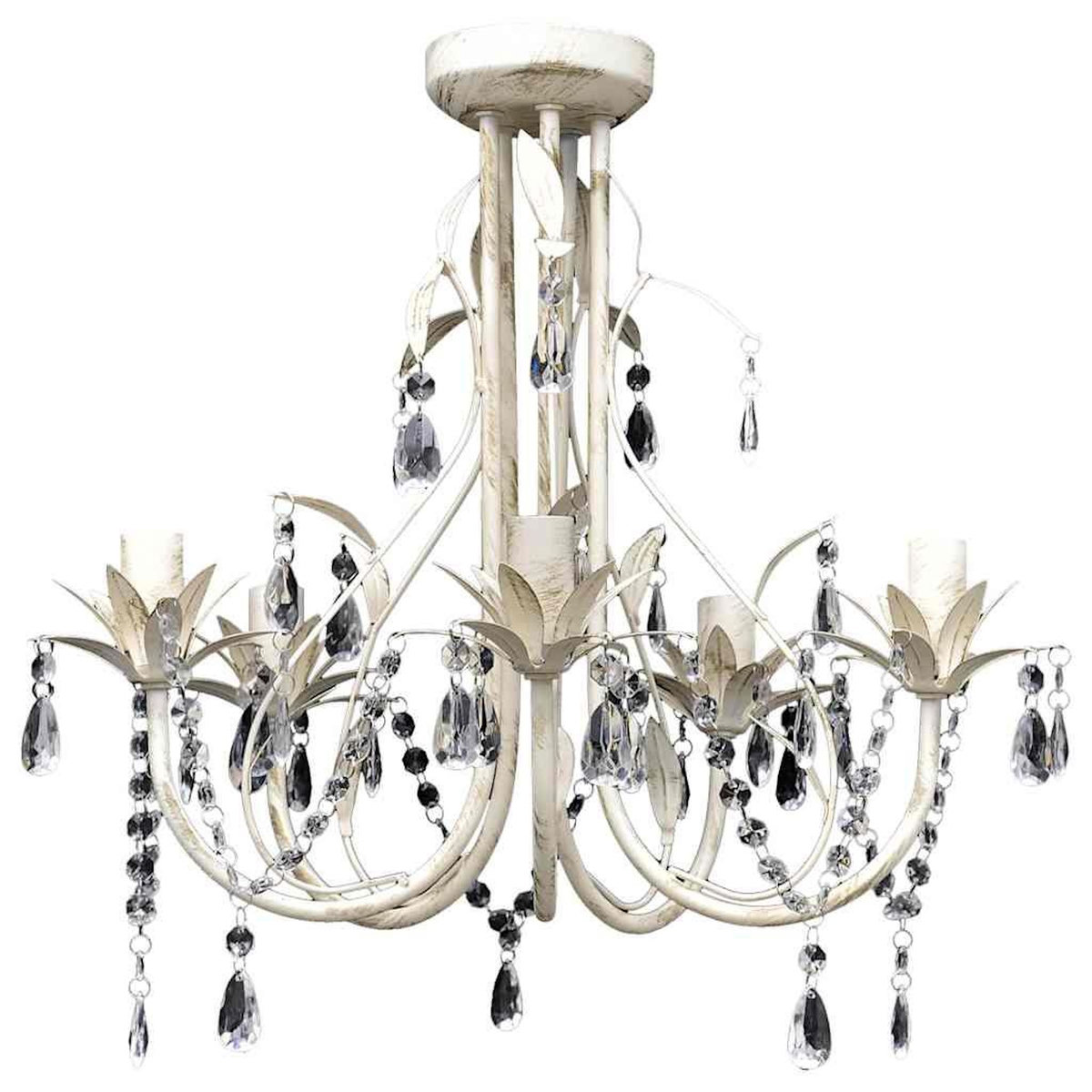 VIDAXL Lustre suspendu en cristal 5 douilles d'ampoule
