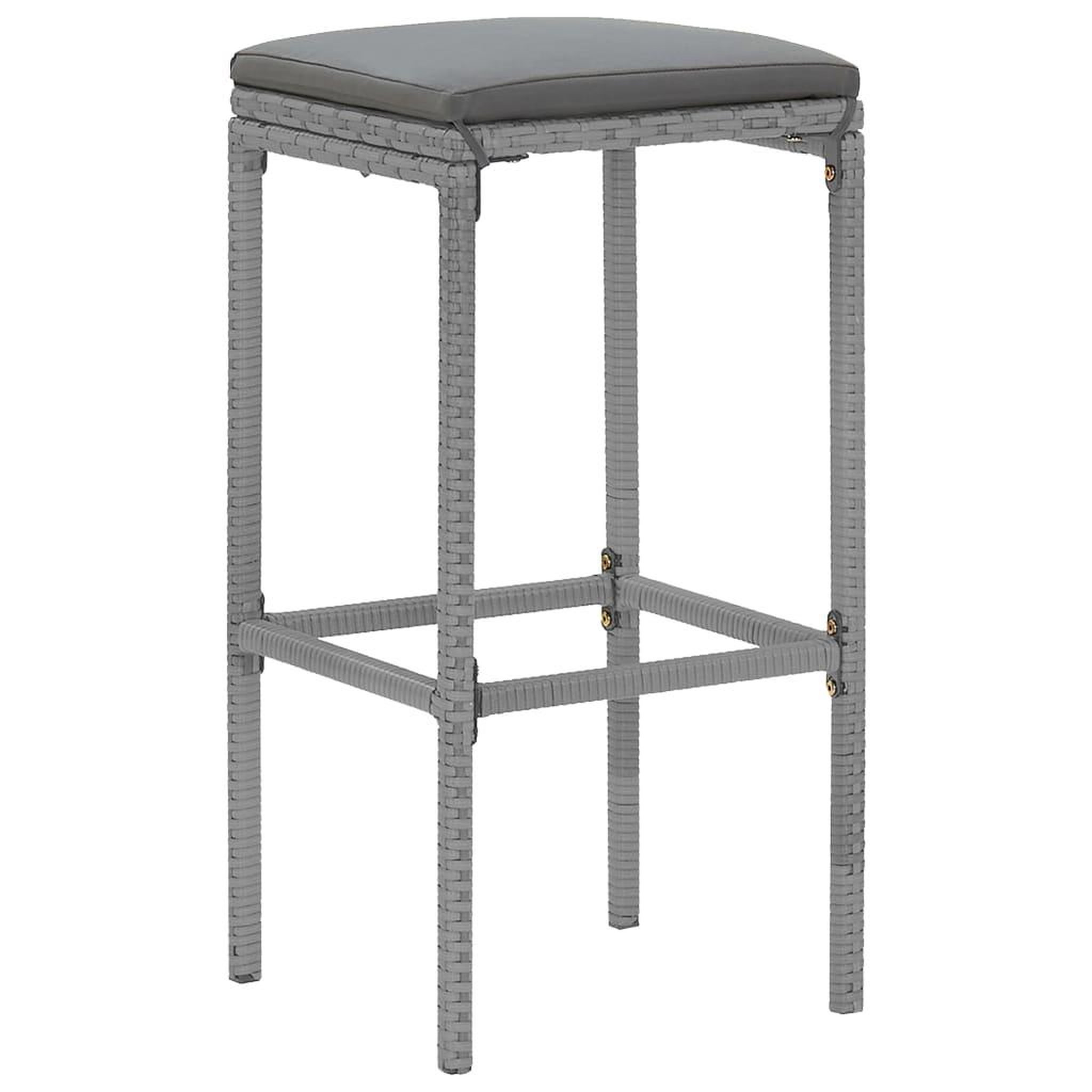 Voir la diapositive 5 : VIDAXL Ensemble de bar de jardin 5 pcs avec coussins gris poly rotin