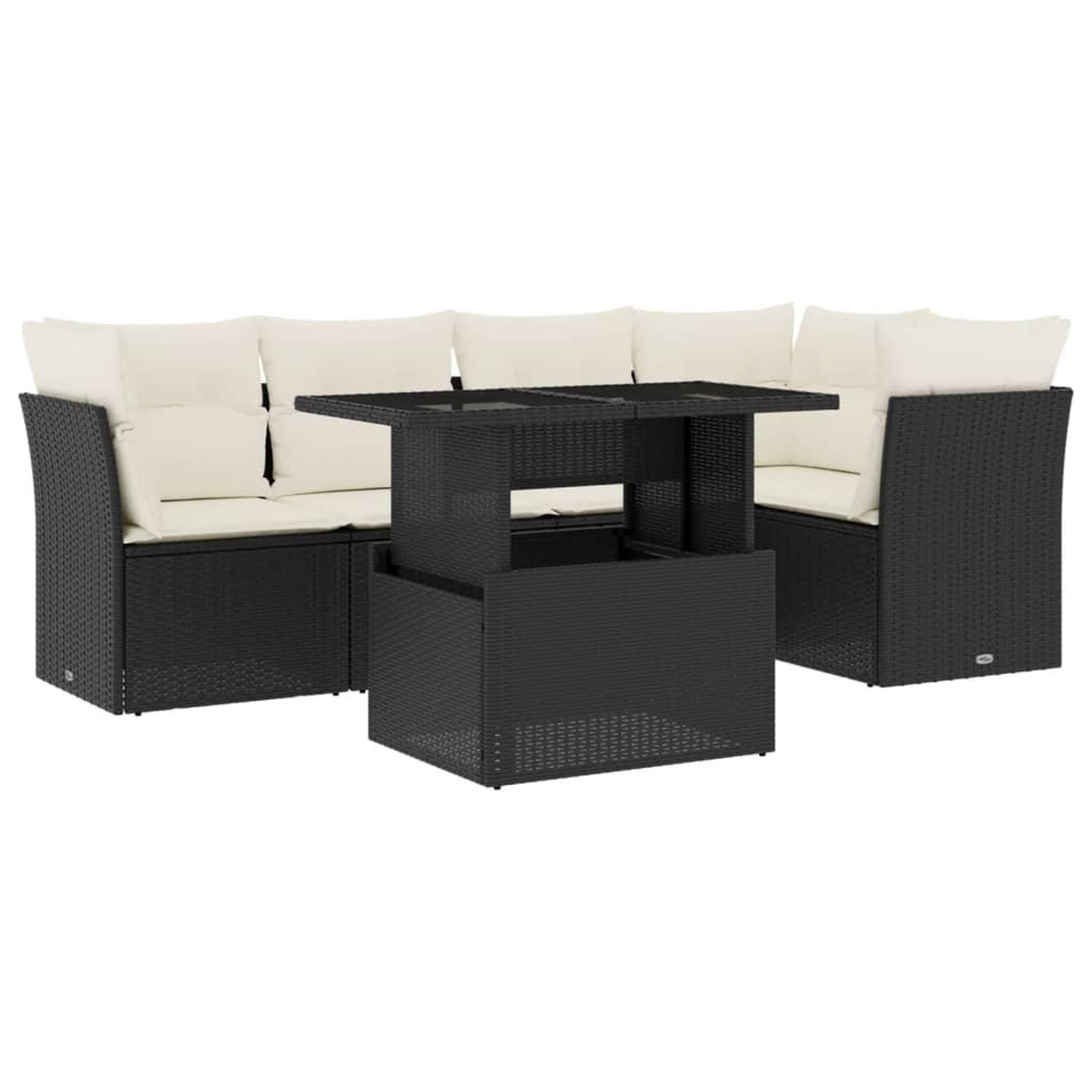 Voir la diapositive 2 : VIDAXL Salon de jardin 6 pcs avec coussins noir resine tressee