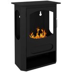 HOMCOM Cheminée bioéthanol design contemporain - range bûches - brûleur 1,2 L - contrôle de flamme et manche inclus - acier noir